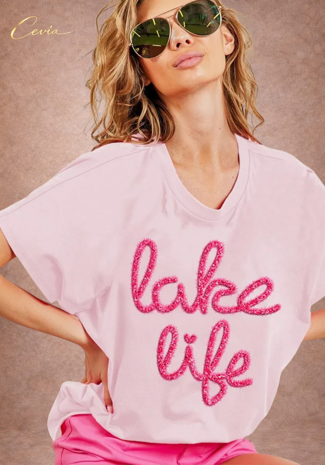 Glitter Letter Graphic Dolman Tee
