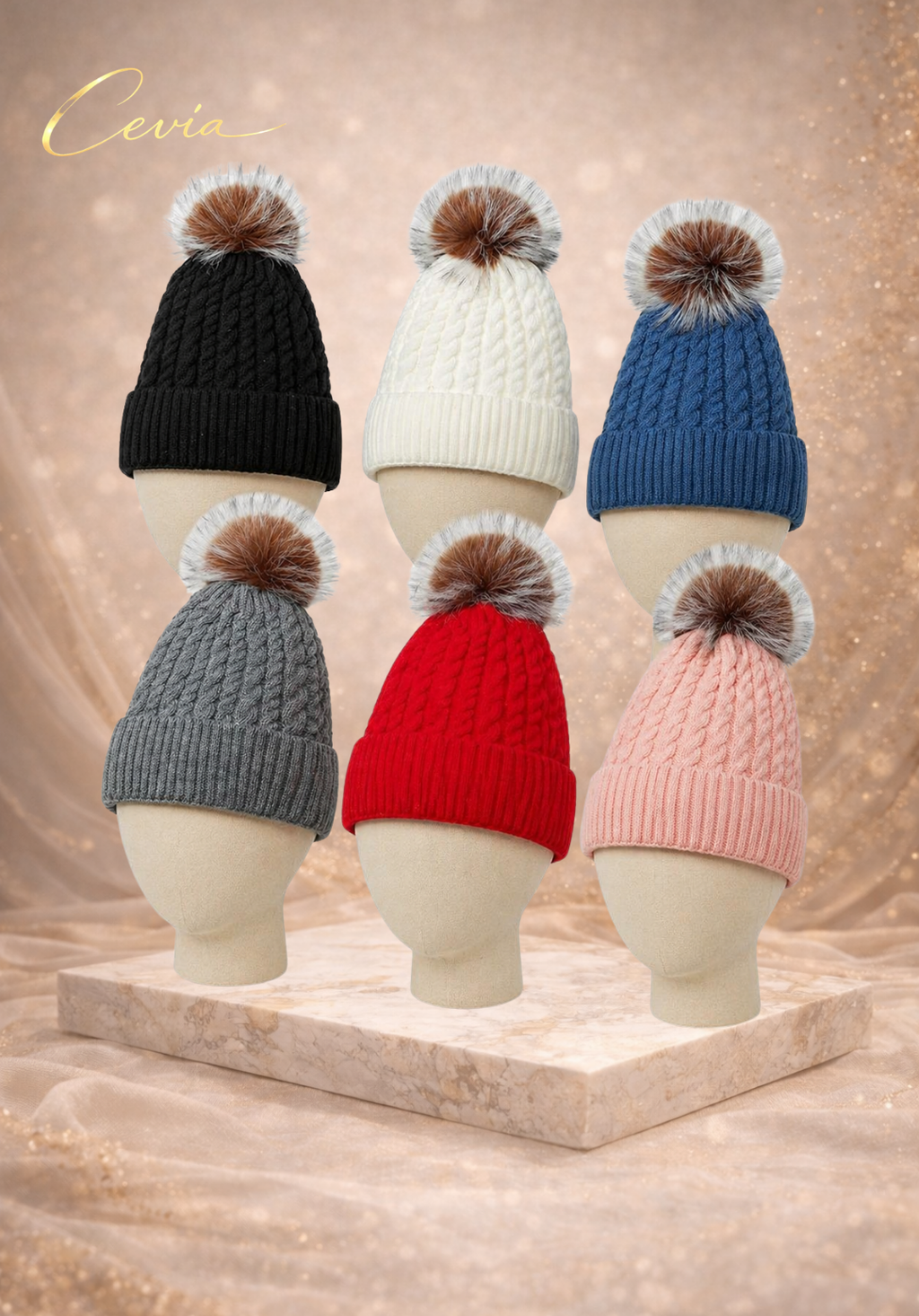 The Fioralle Cable-Pom Knit Beanie
