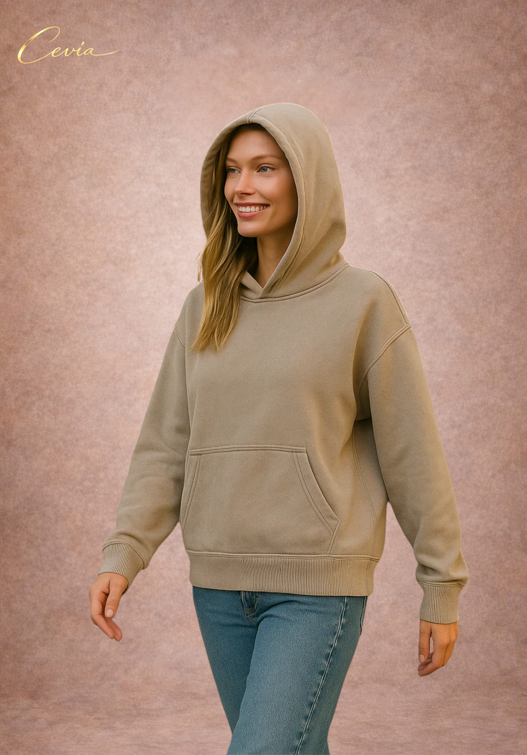 The Asterelle Acid-Wash Fleece Kangaroo Hoodie – Ash Mocha
