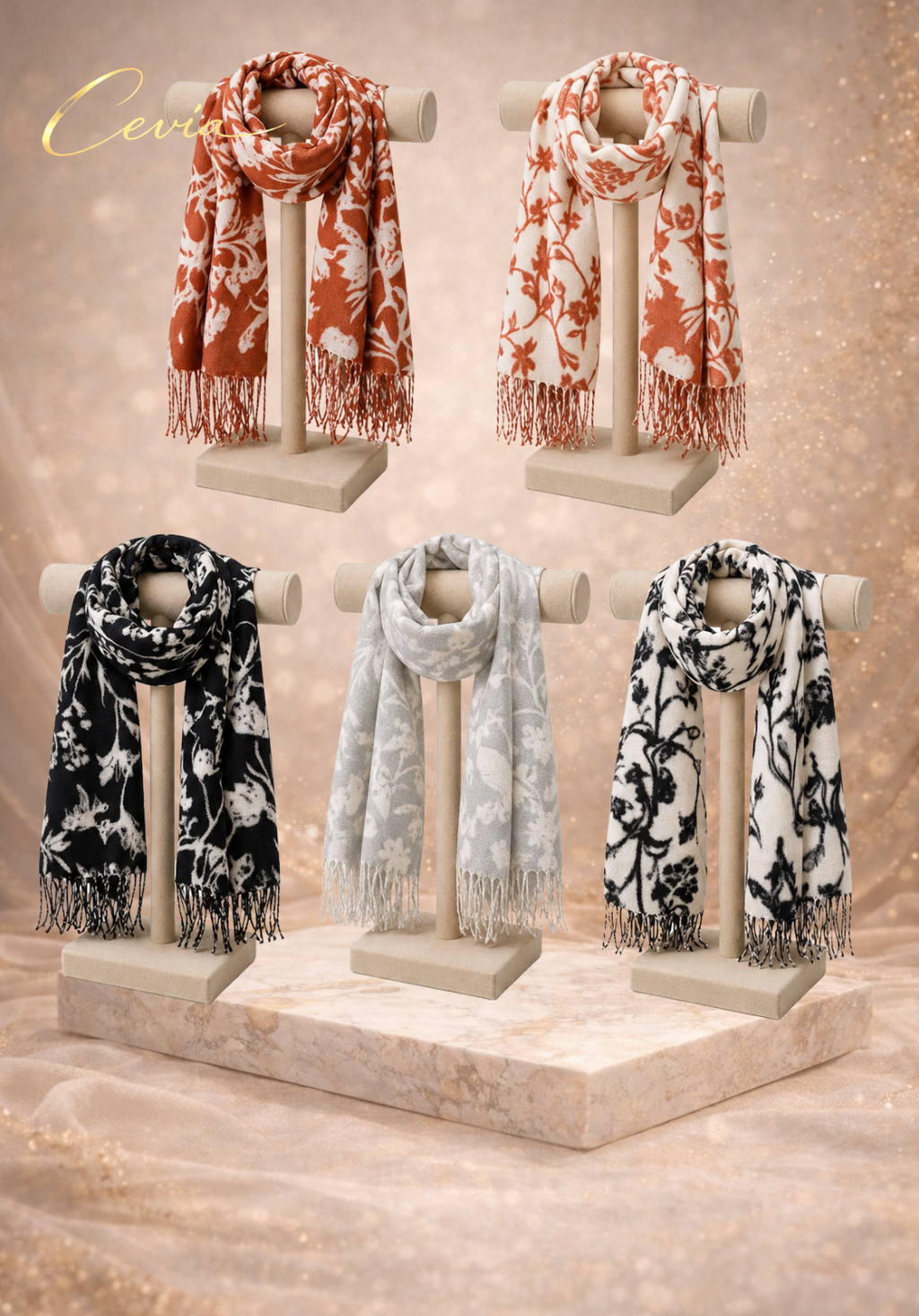 The Marcelline Noir-Florale Winter Scarf