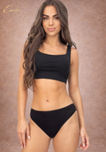 Noir Silk-Feel Viscose Briefs (Smooth Front, Lace Trim, Cotton Gusset)