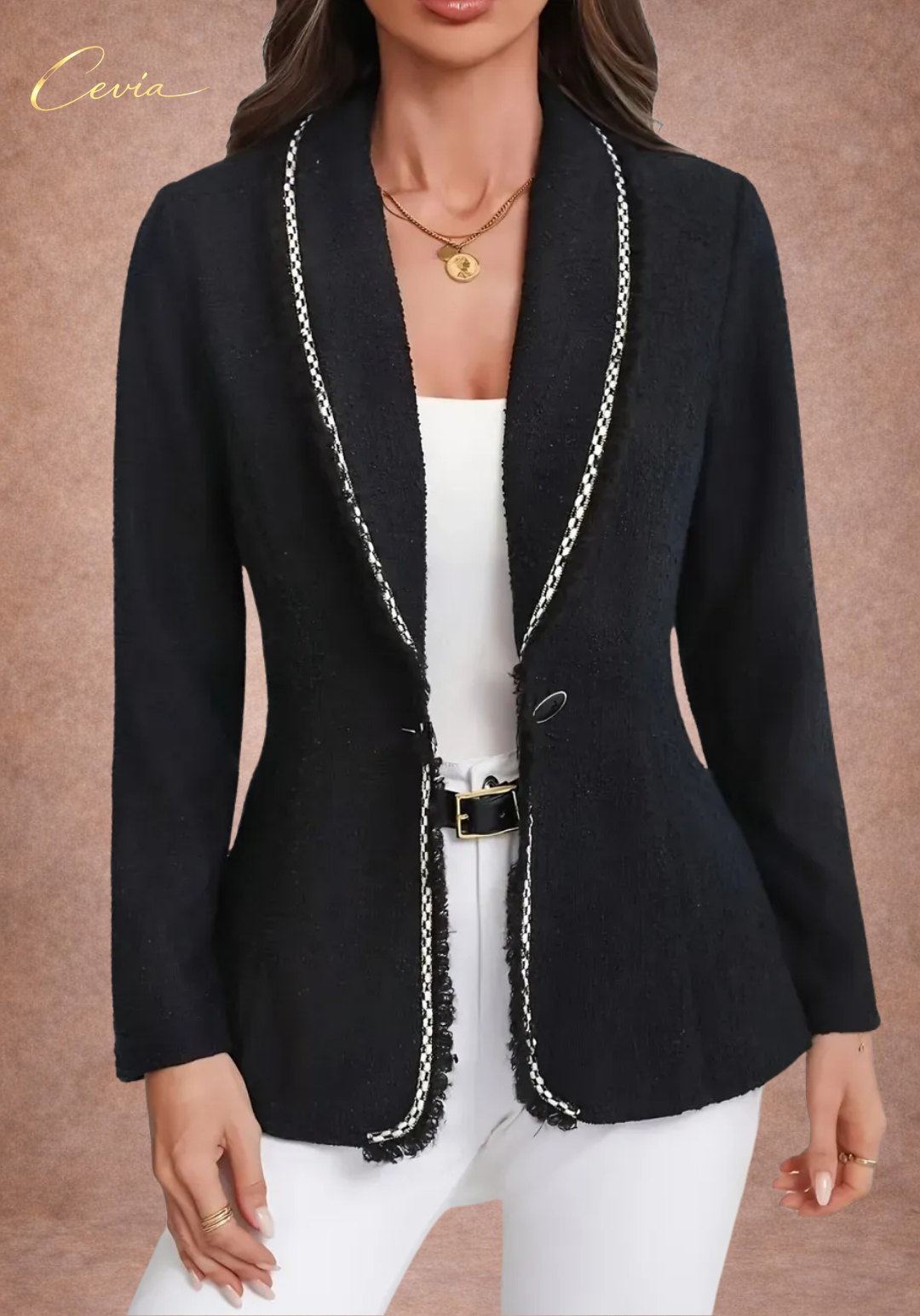 The Marcelette Braided-Trim Textured Blazer
