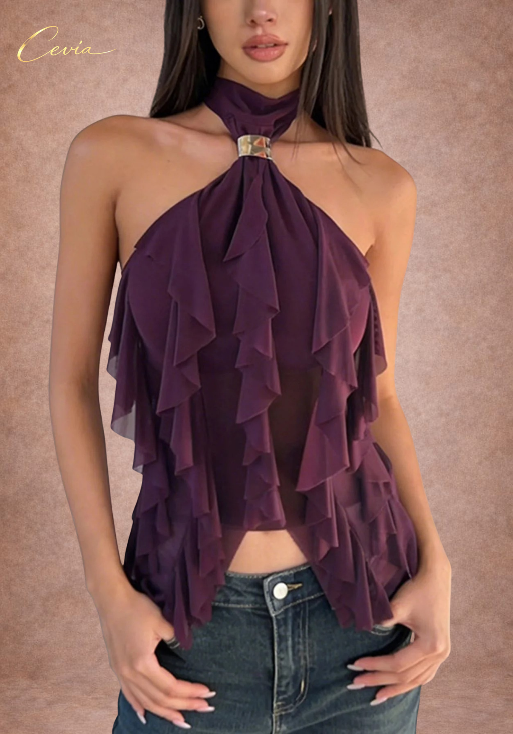 The Selene Cascade Halter Top