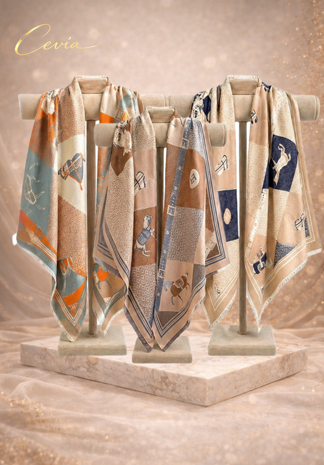 The Lavienne Heritage Carriage-Print Cashmere-Touch Scarf