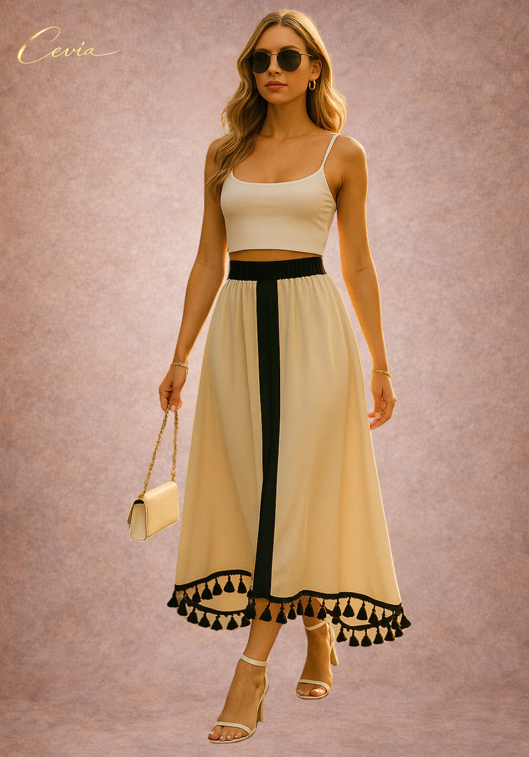 The Serene Tassel-Trim Maxi Skirt