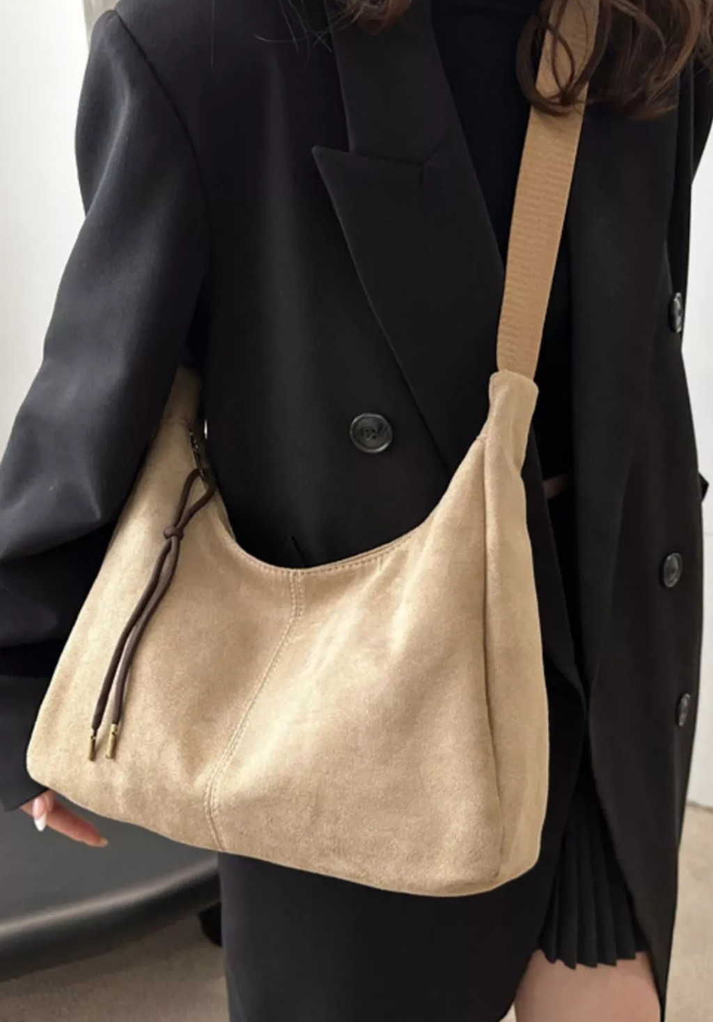 The Velora Suede Shoulder Bag