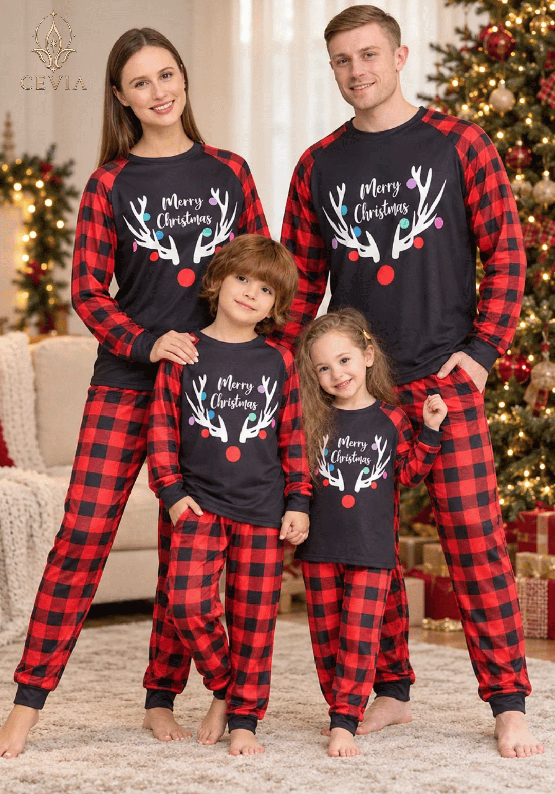 أطقم بيجامات كريسماس عائلية متطابقة — Rudolph's Festive Cheer