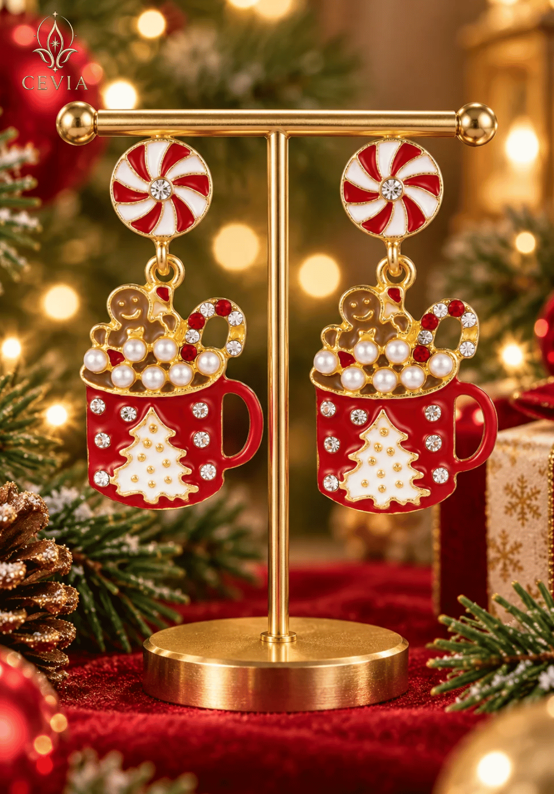 أقراط Peppermint Cocoa المتدلية