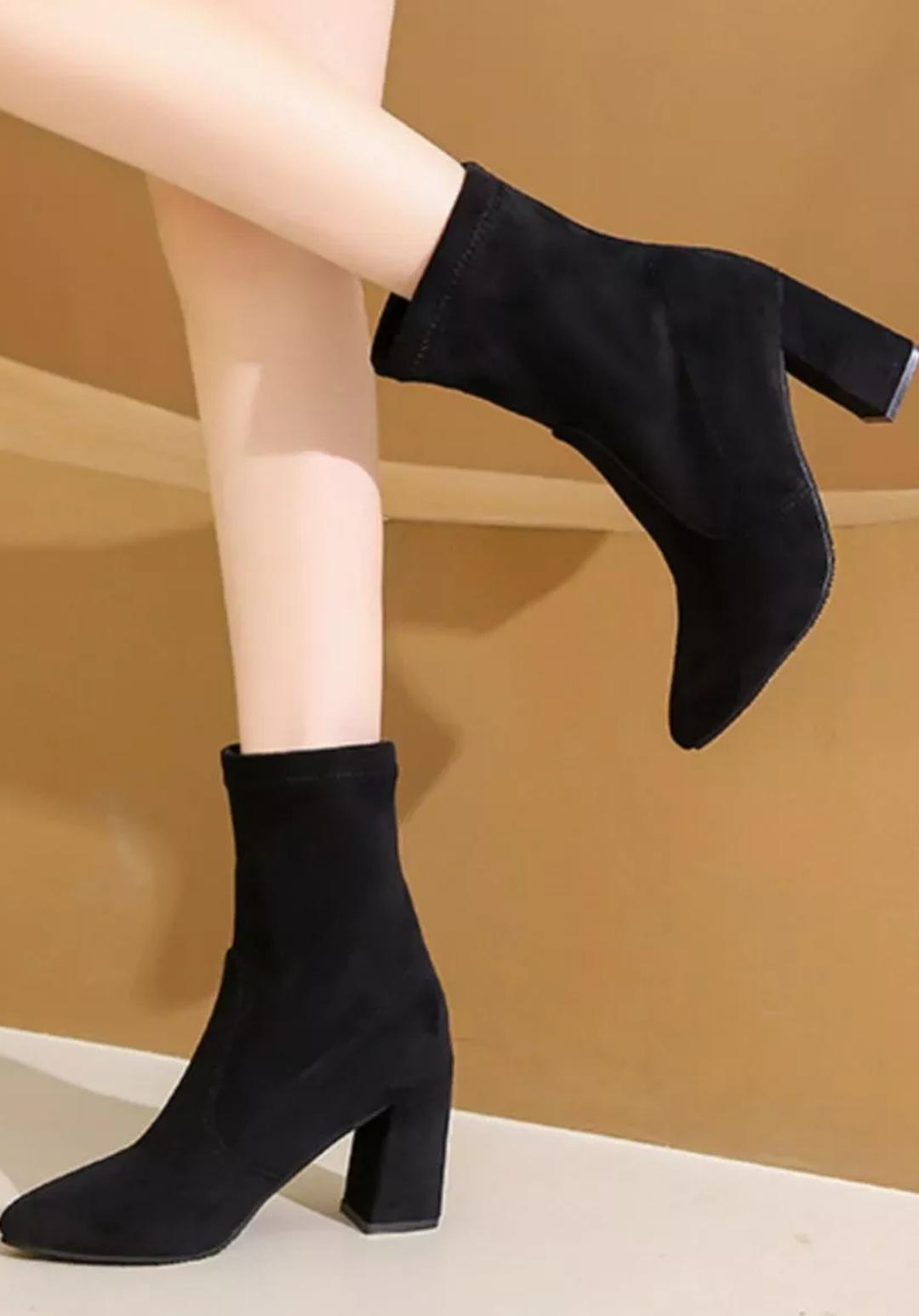 The Maevia Suede-Sculpt Block-Heel Boots