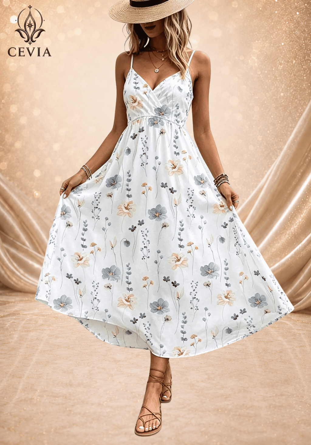 Floral Surplice Maxi Sundress