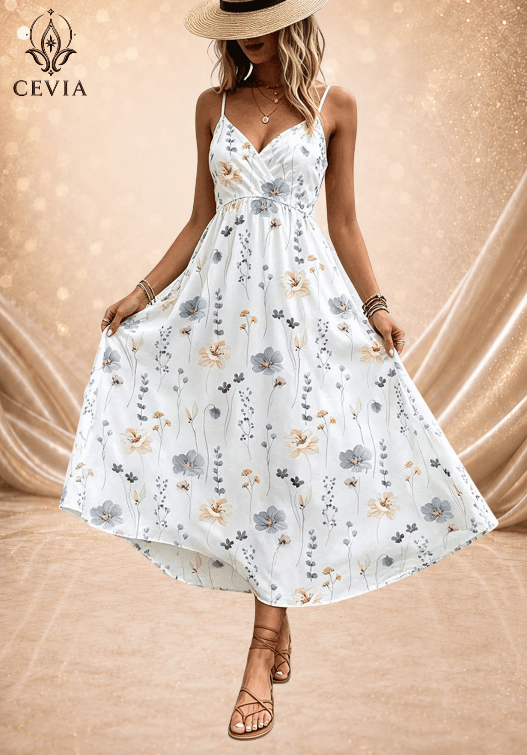 Floral Surplice Maxi Sundress