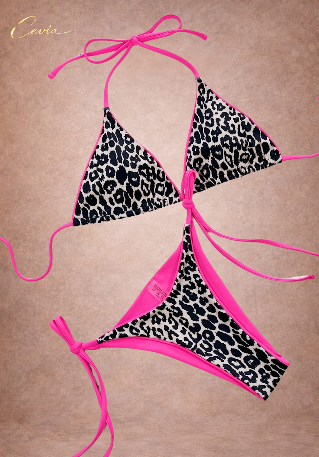 Hot Leopard Tie-Side Triangle Bikini Set