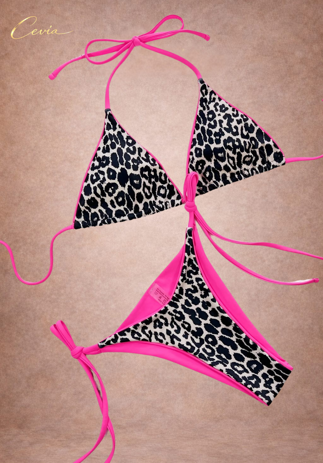 Hot Leopard Tie-Side Triangle Bikini Set