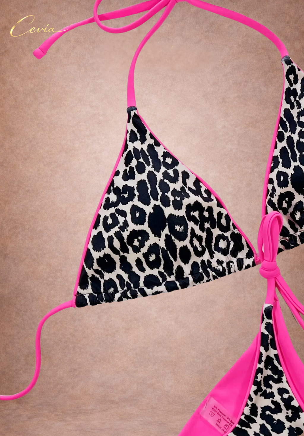 Hot Leopard Tie-Side Triangle Bikini Set