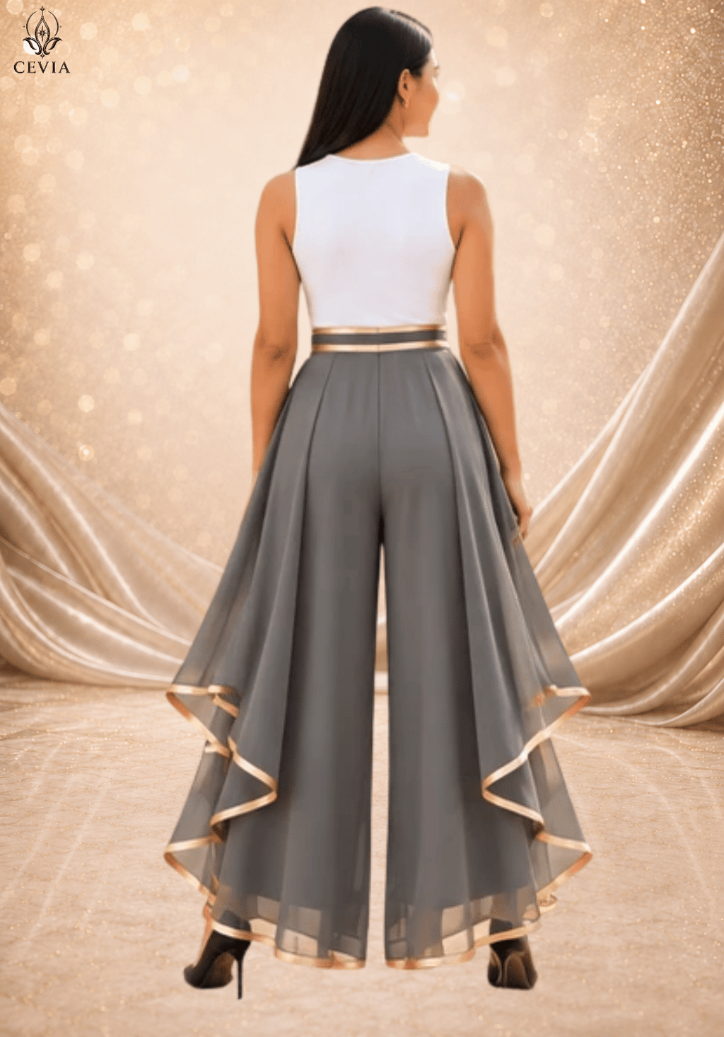 The Gilded Cascade Wide-Leg Pants