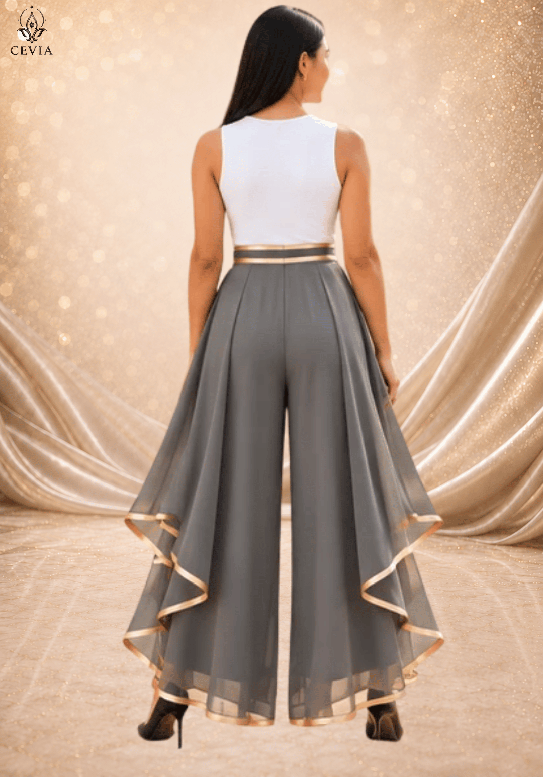 The Gilded Cascade Wide-Leg Pants