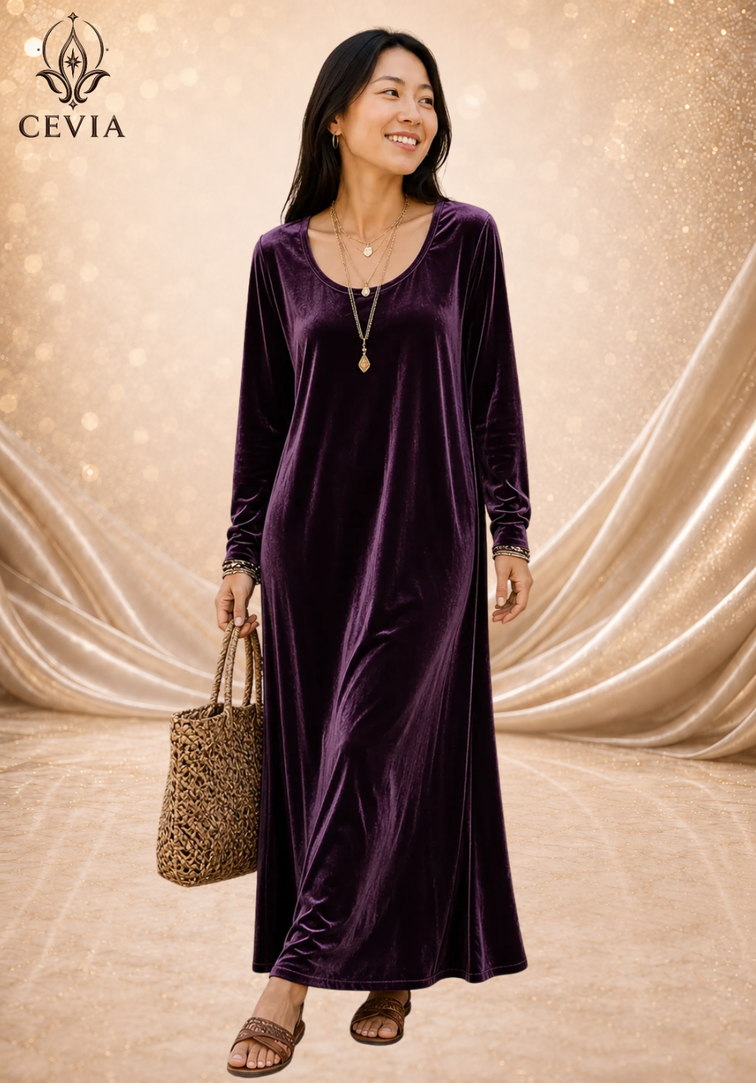The Fluid Long-Sleeve Maxi Dress