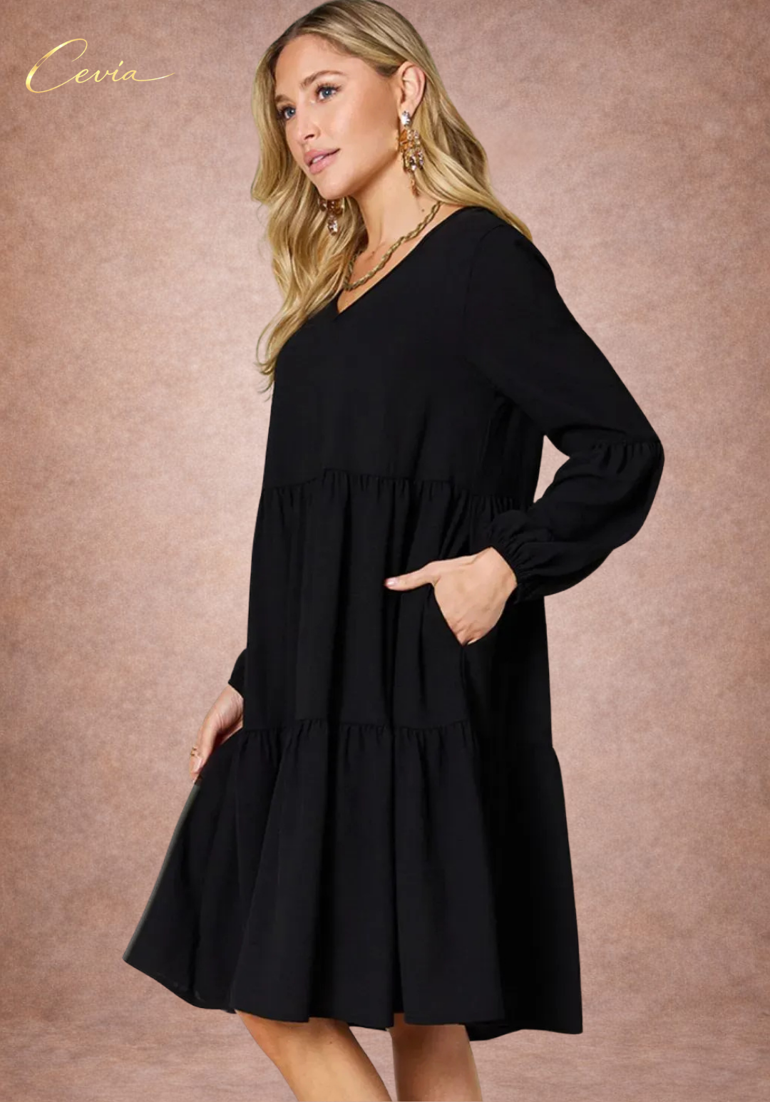 Tiered Ruffle Pocket Dress