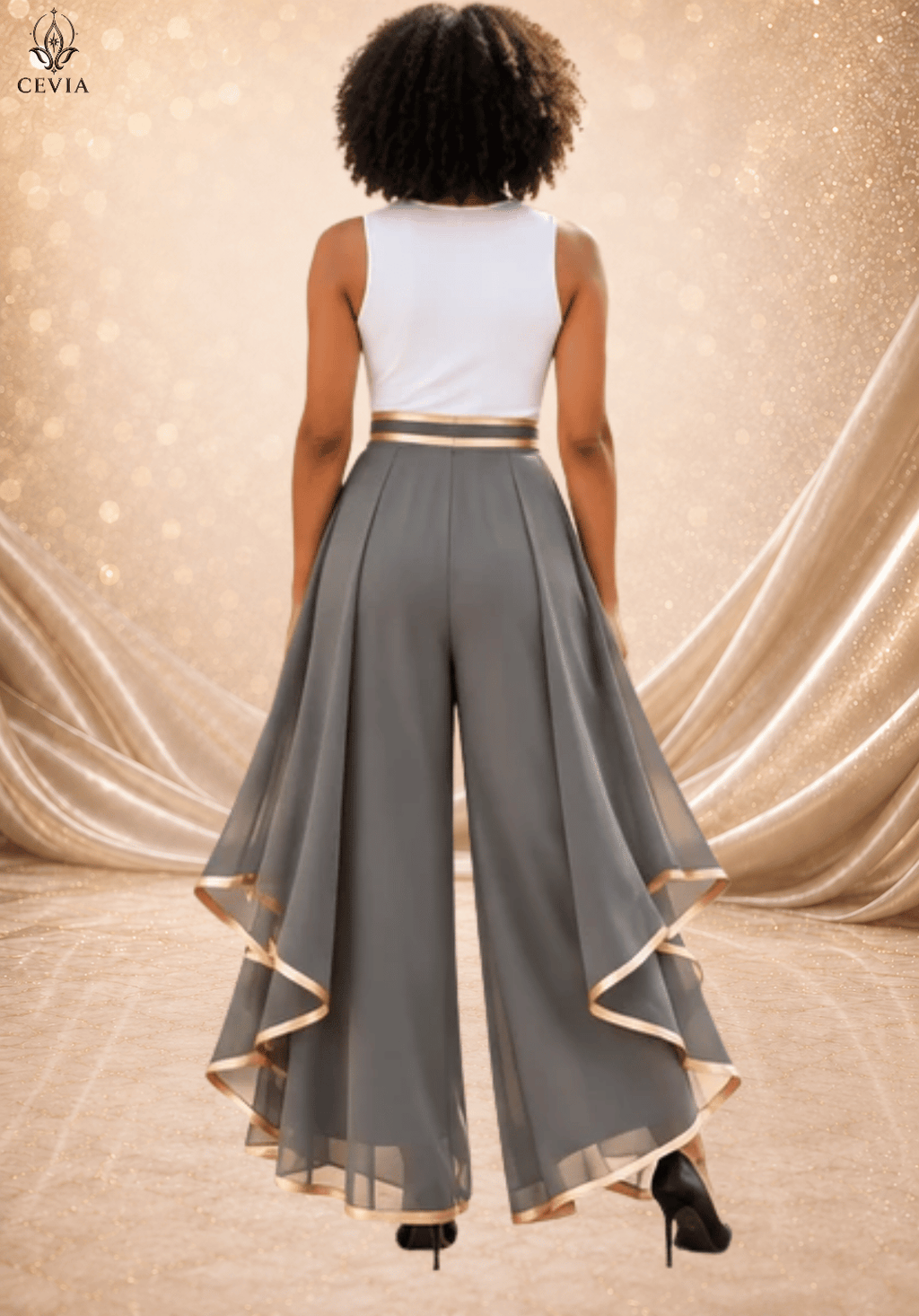 The Gilded Cascade Wide-Leg Pants