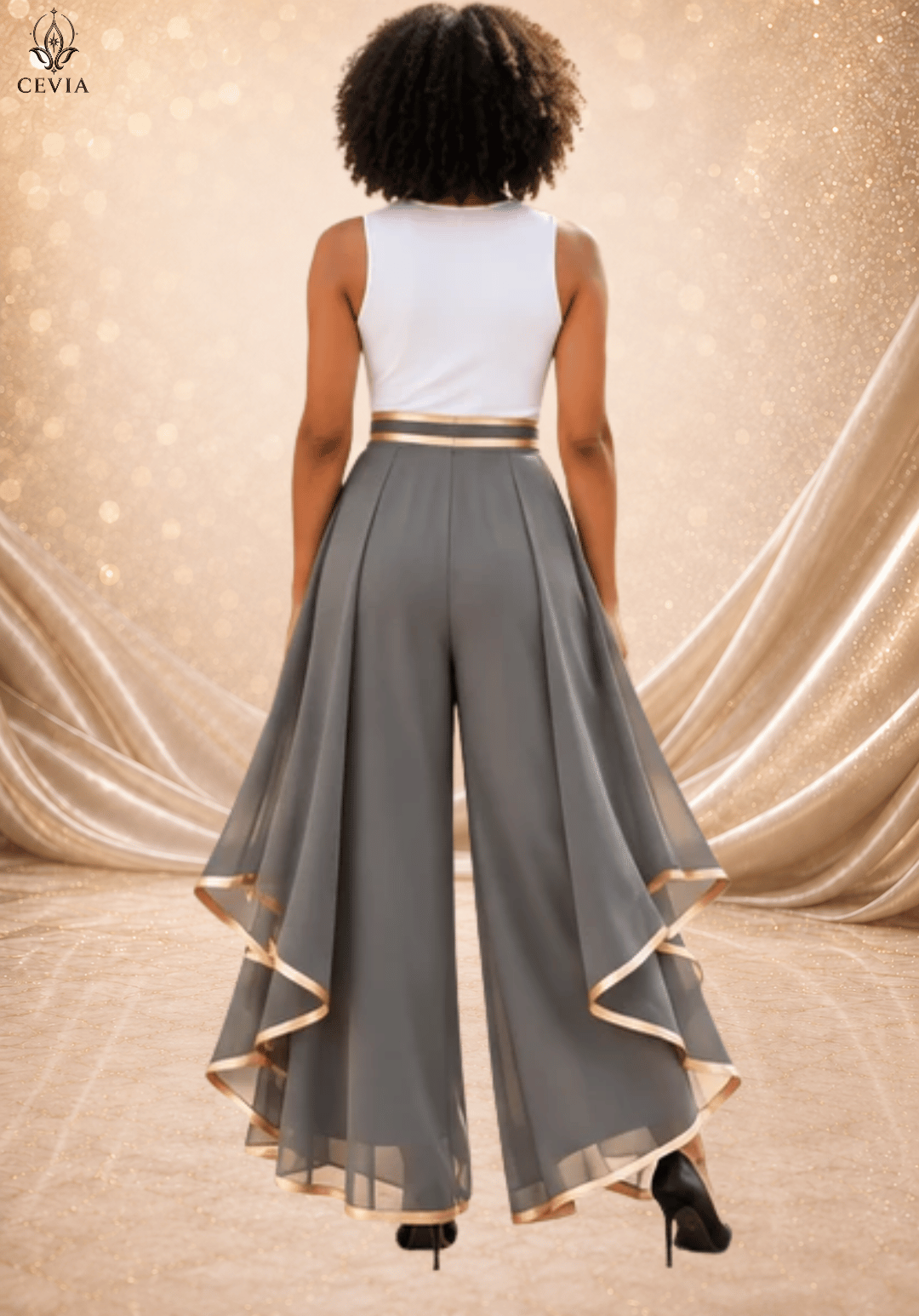 The Gilded Cascade Wide-Leg Pants