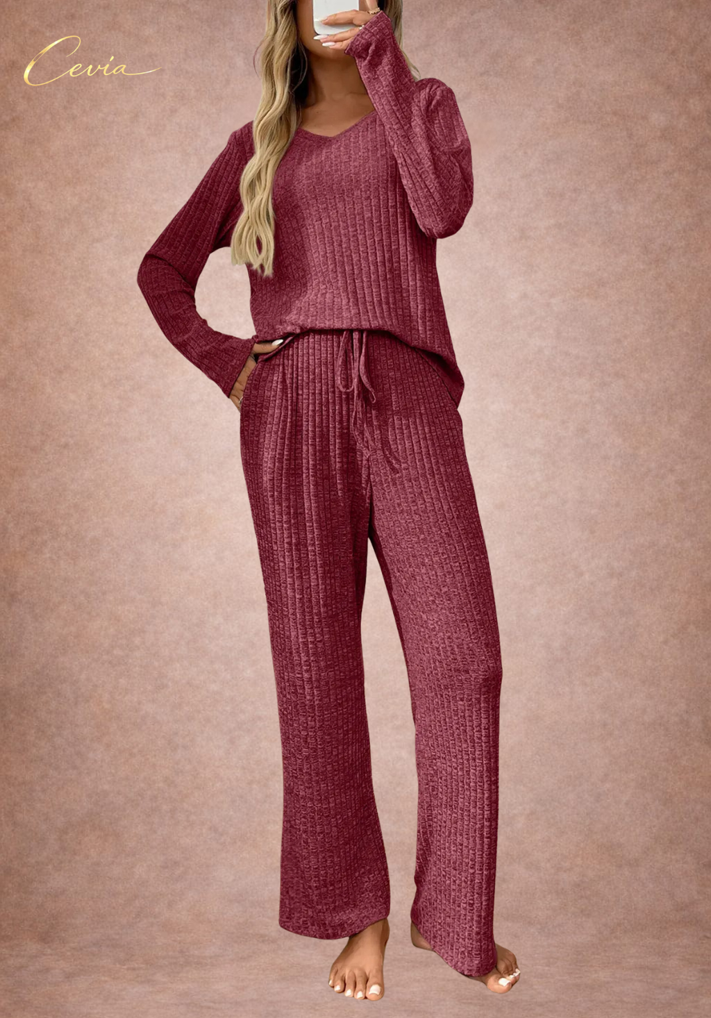 Azure-Ribbed Lounge Set