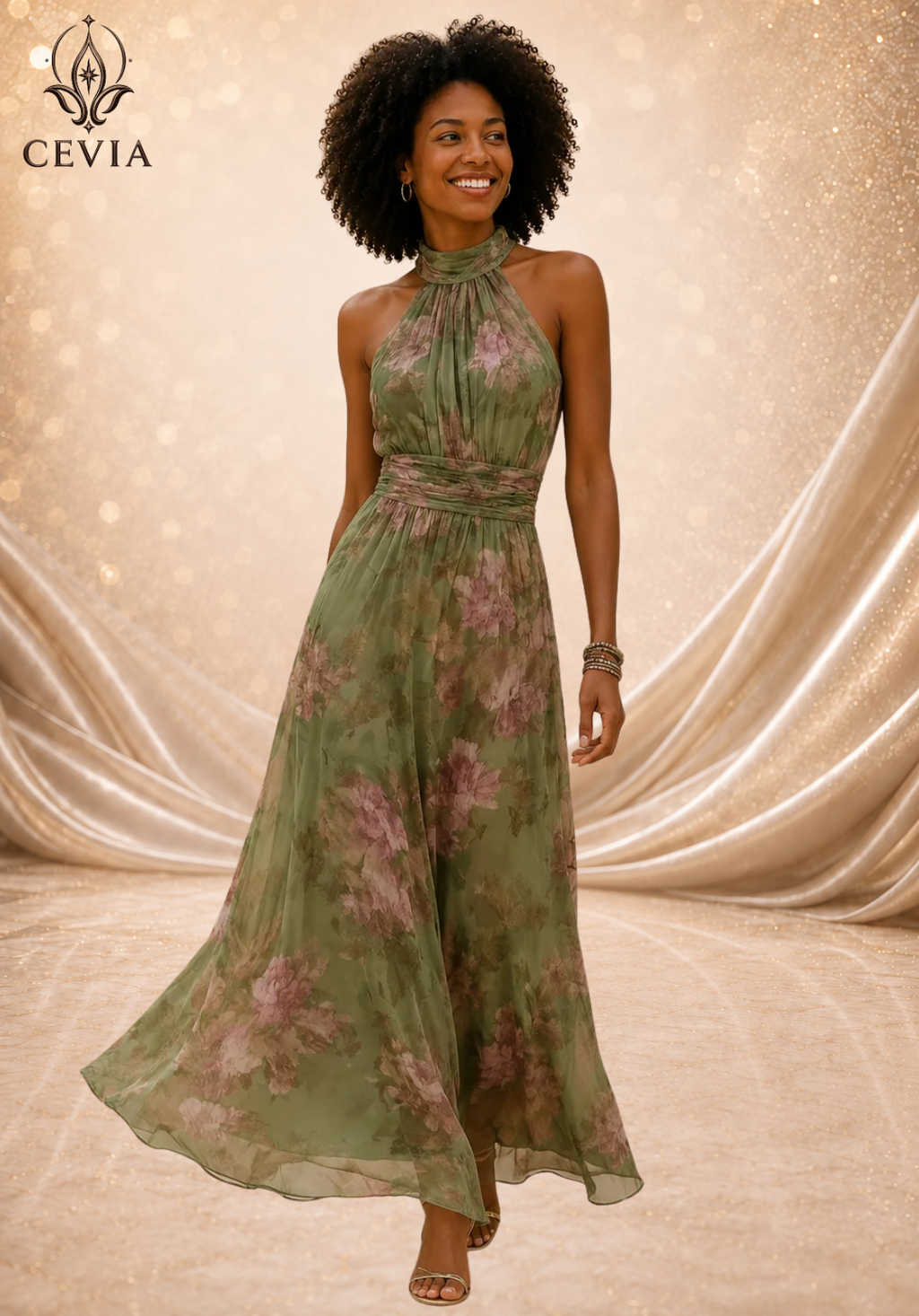The Romantic Halter Floral Maxi Dress