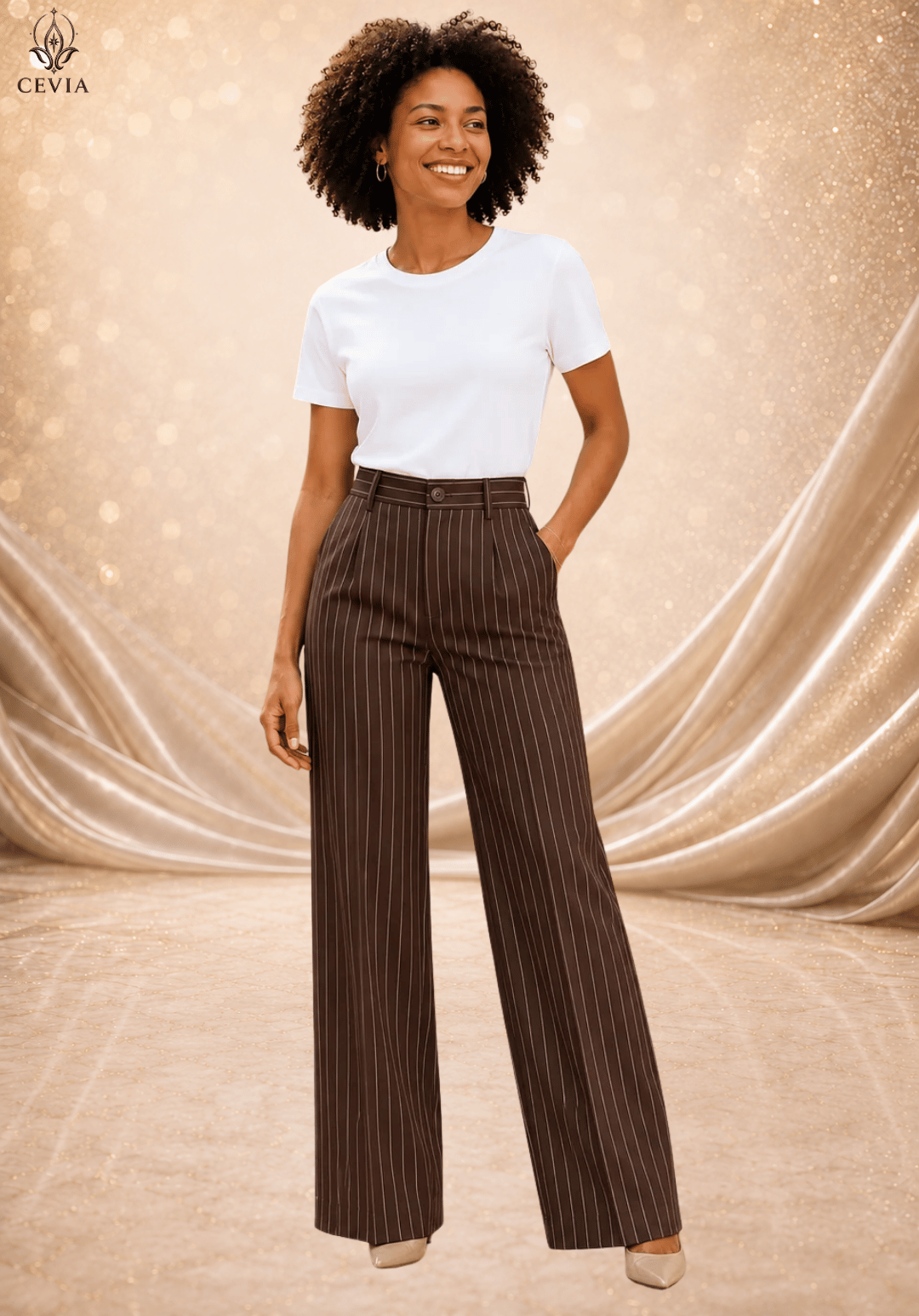 The Pinstripe Authority Wide-Leg Pants