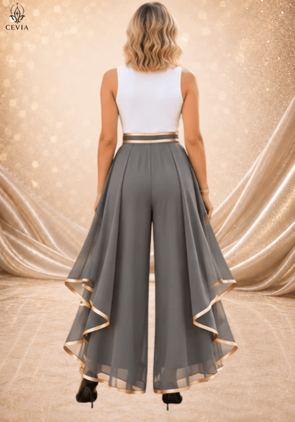 The Gilded Cascade Wide-Leg Pants