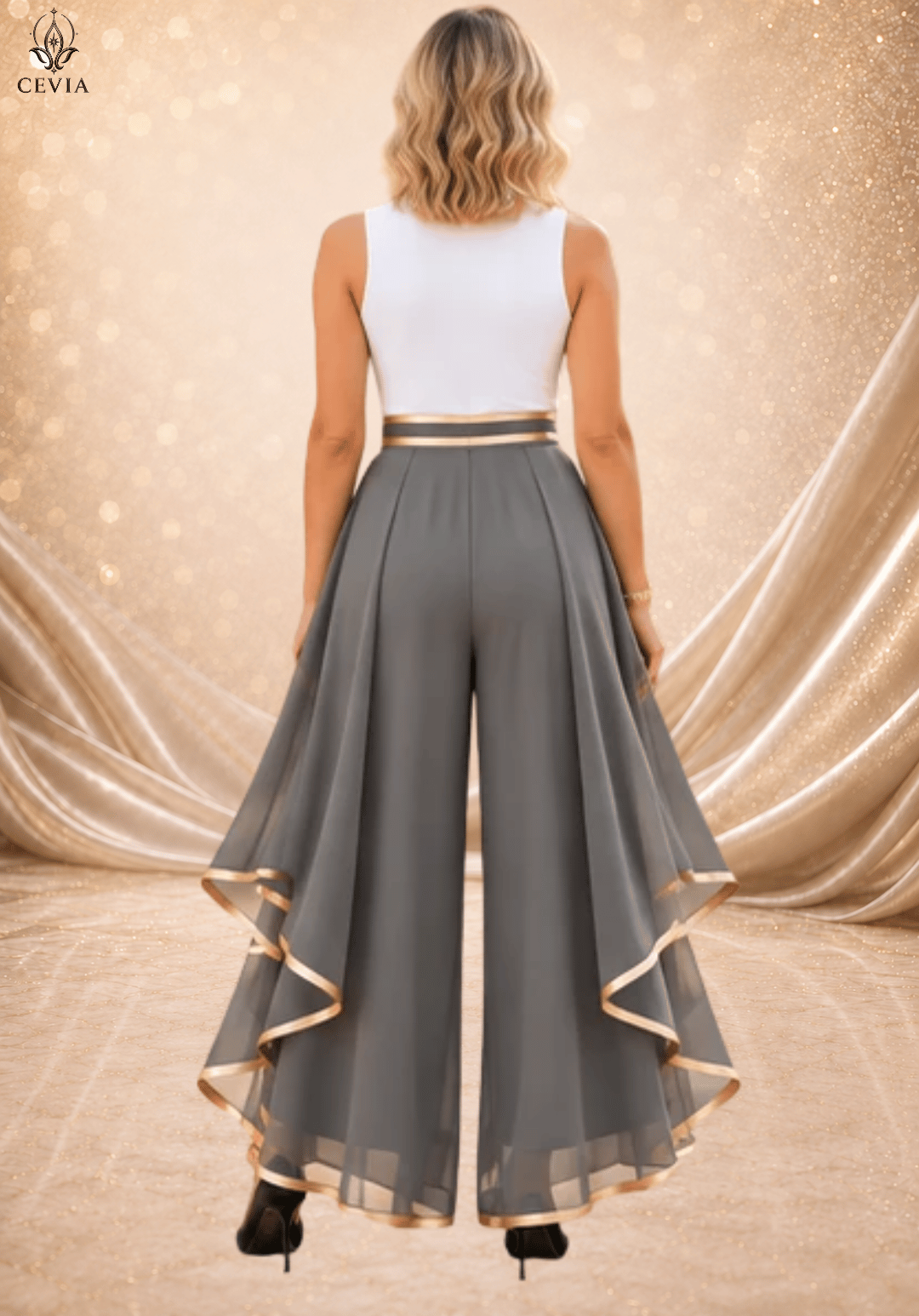 The Gilded Cascade Wide-Leg Pants
