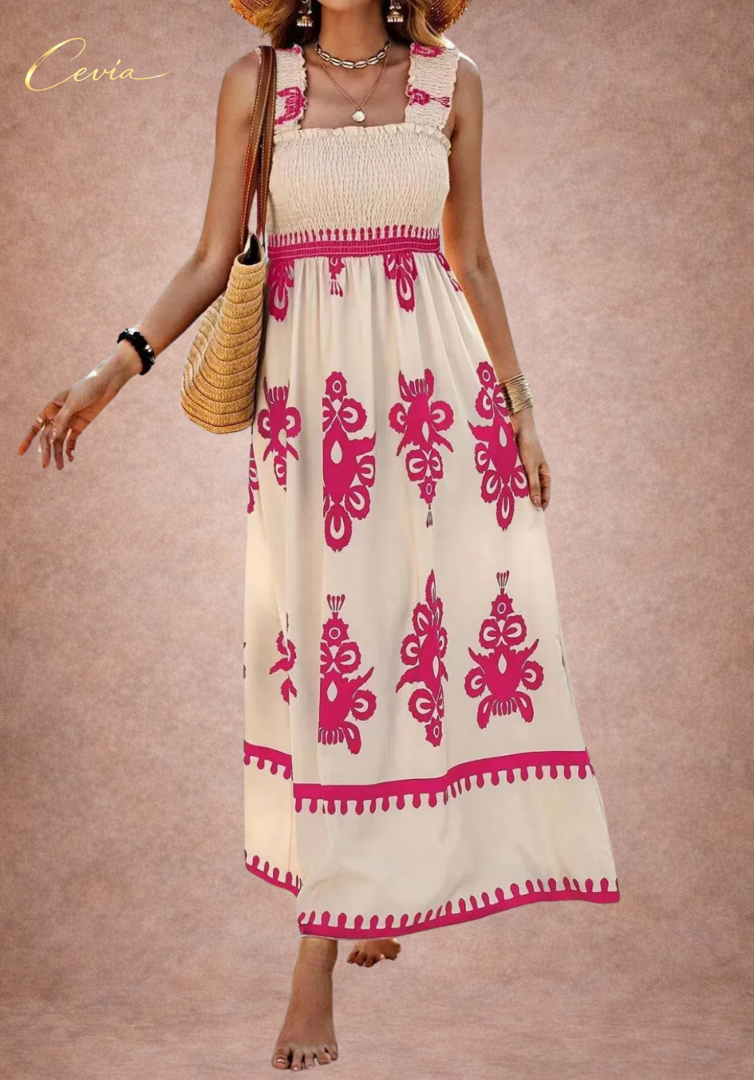 The Elara Smocked Midi Dress