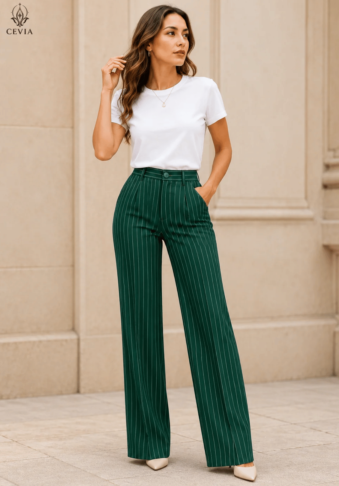 The Pinstripe Authority Wide-Leg Pants