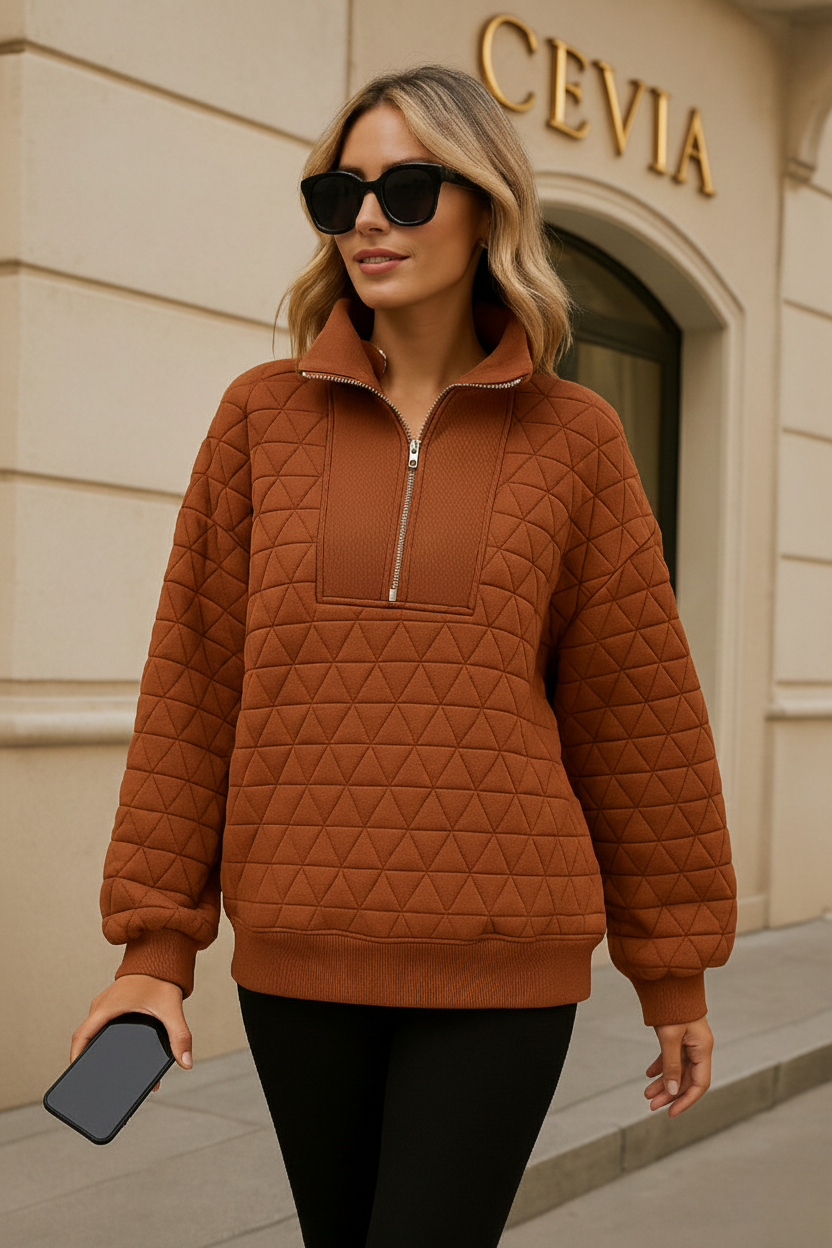 The Terralune Quilted Half-Zip Sweater