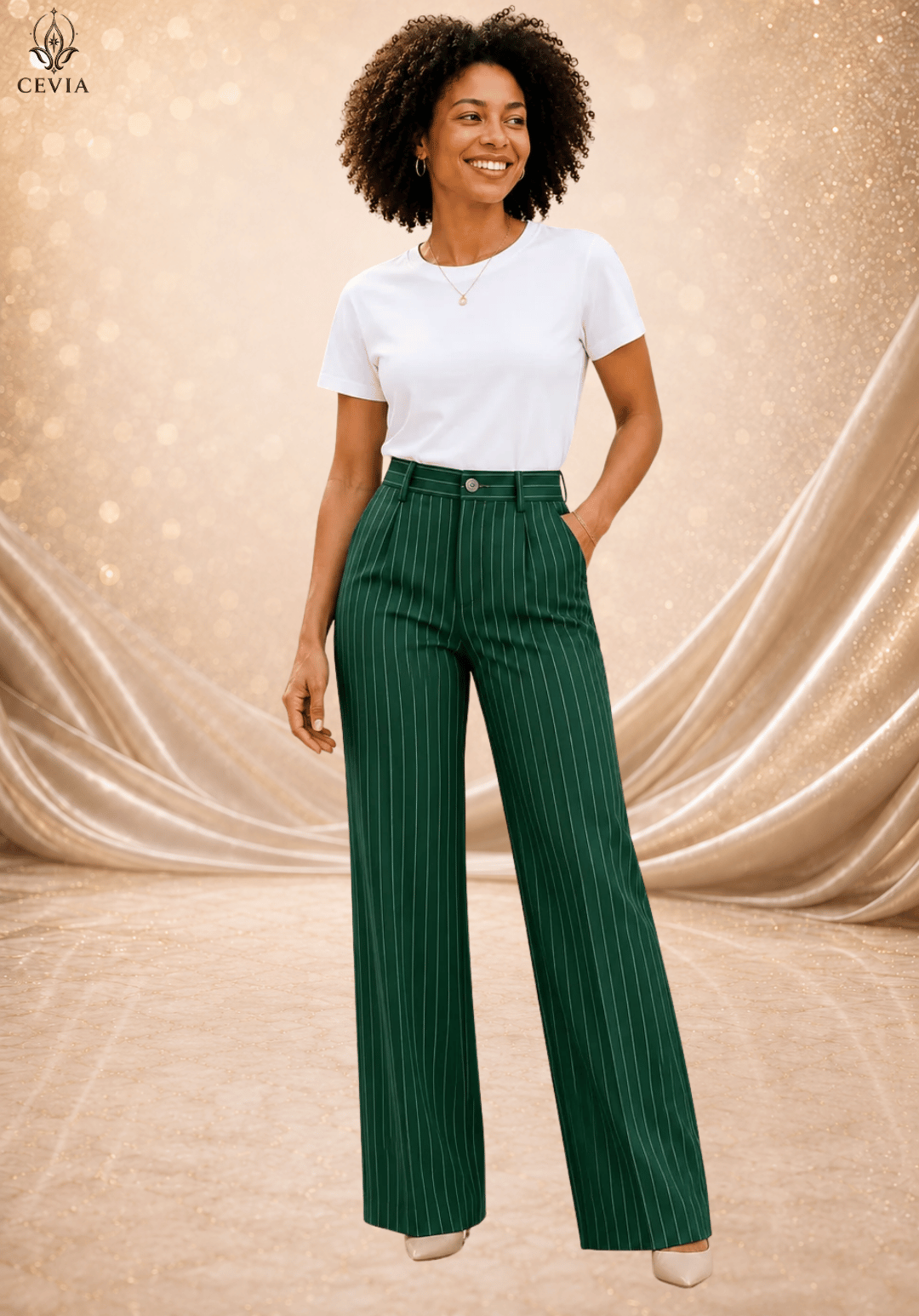 The Pinstripe Authority Wide-Leg Pants