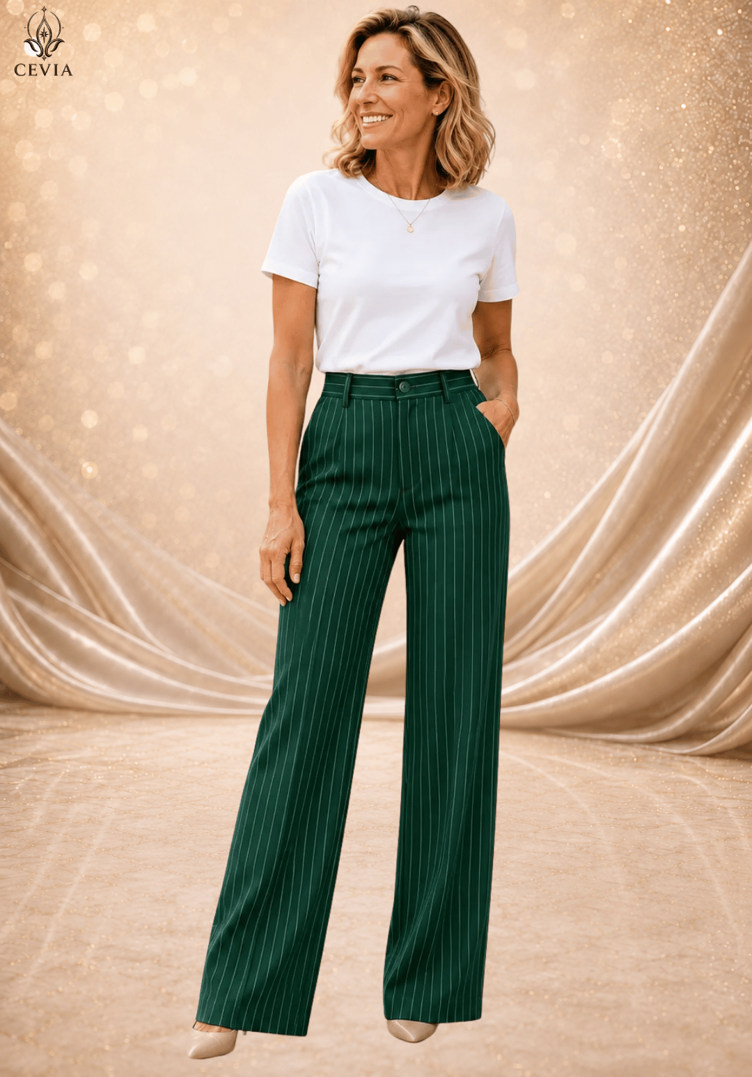 The Pinstripe Authority Wide-Leg Pants