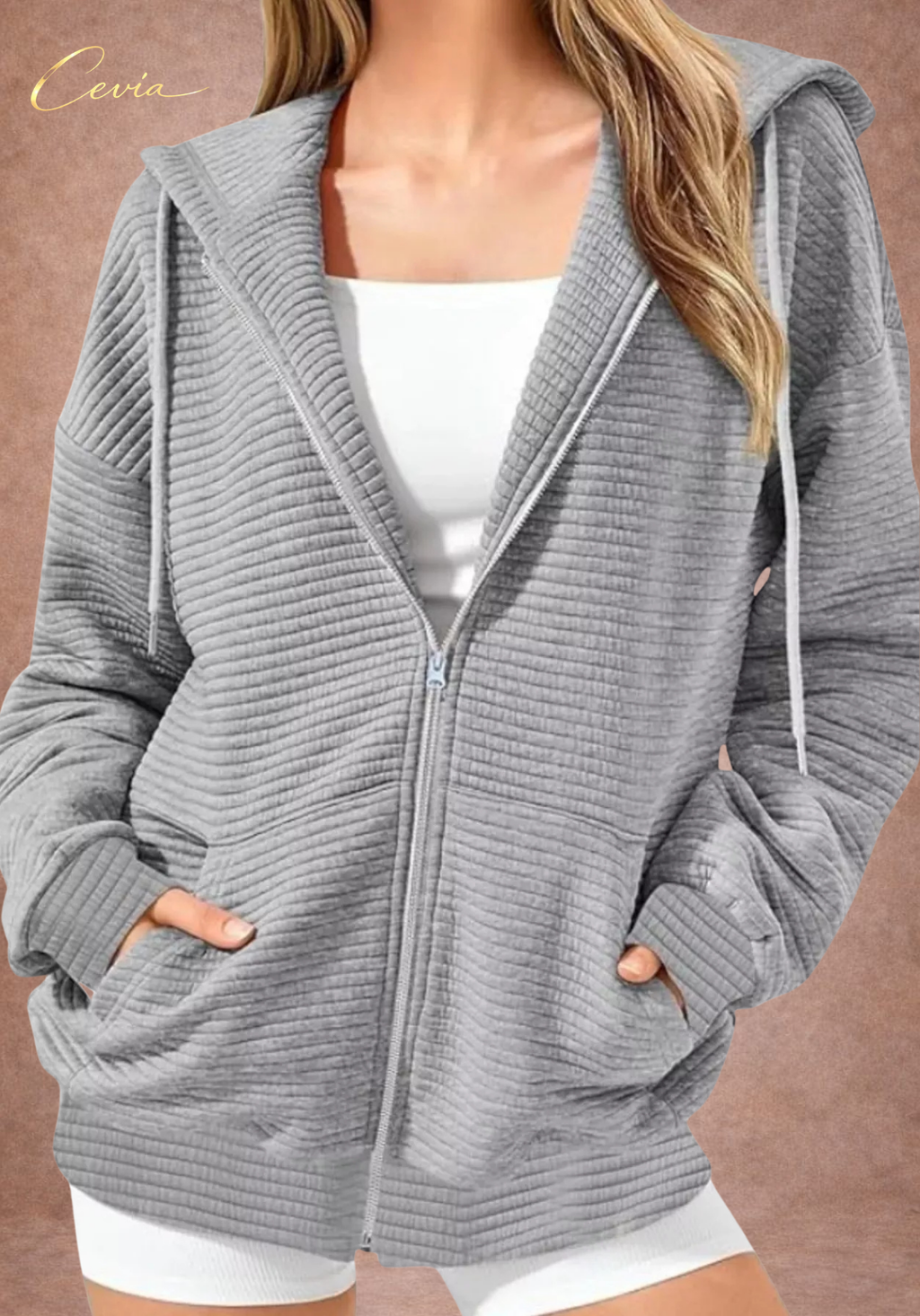 The Nyelle Ribbed Plush Zip Hoodie