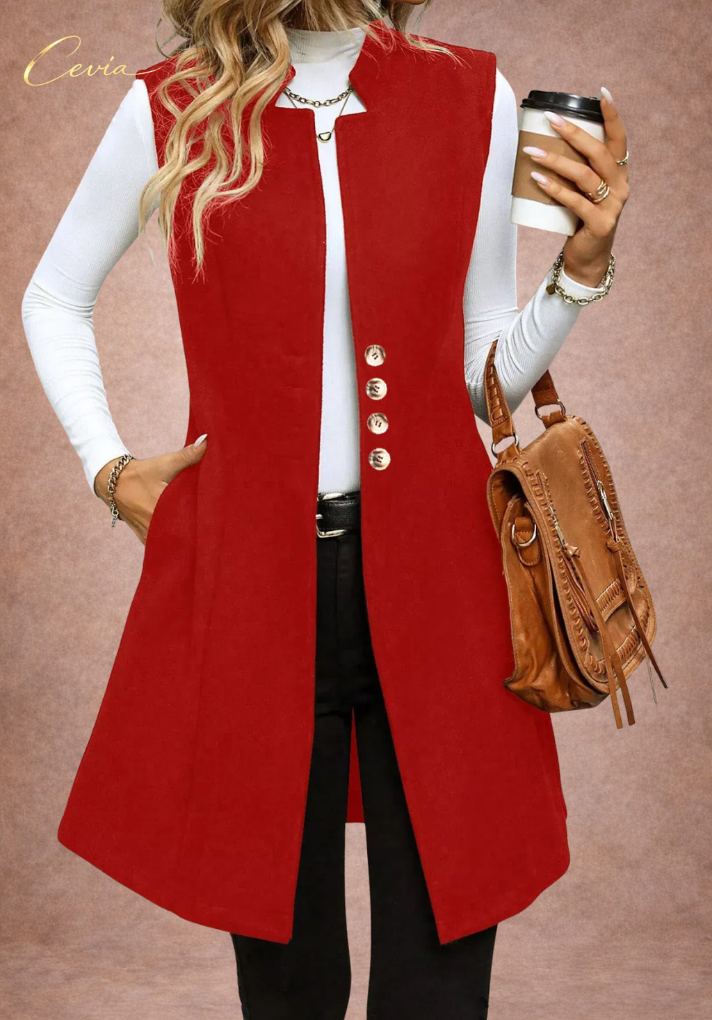 Sculpted Elegance Sleeveless Coat