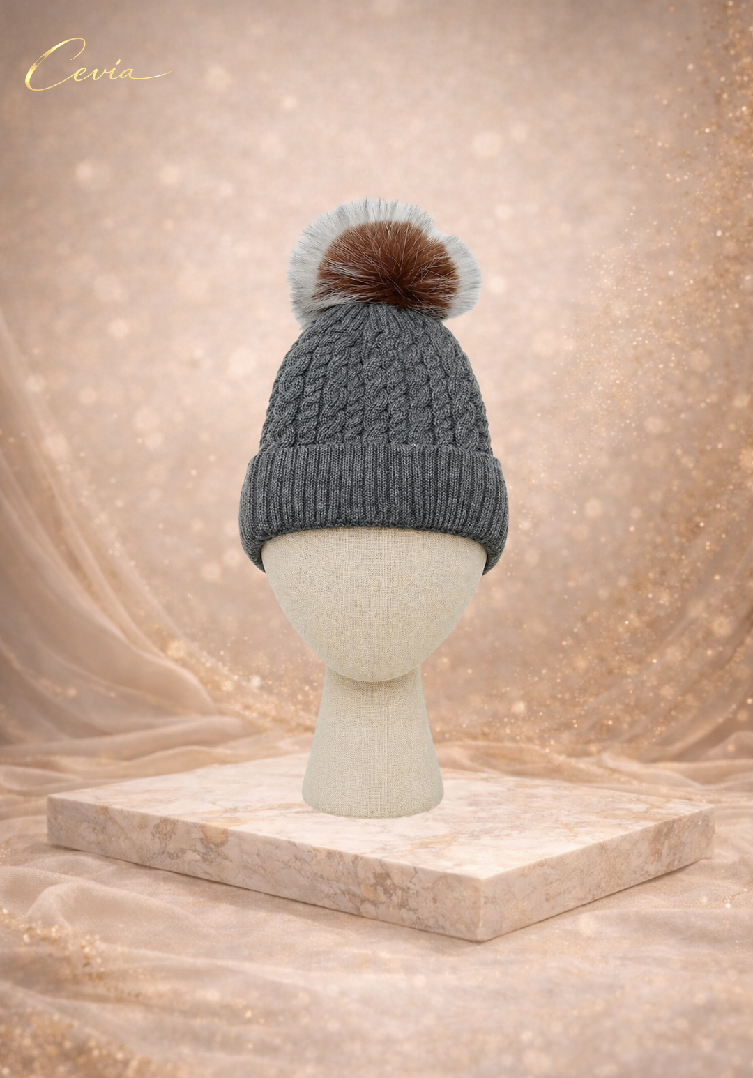 The Fioralle Cable-Pom Knit Beanie