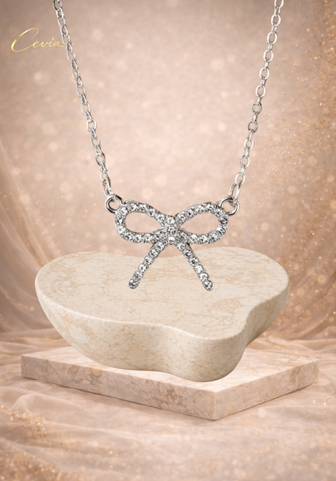 Zircon Bow Pendant Necklace