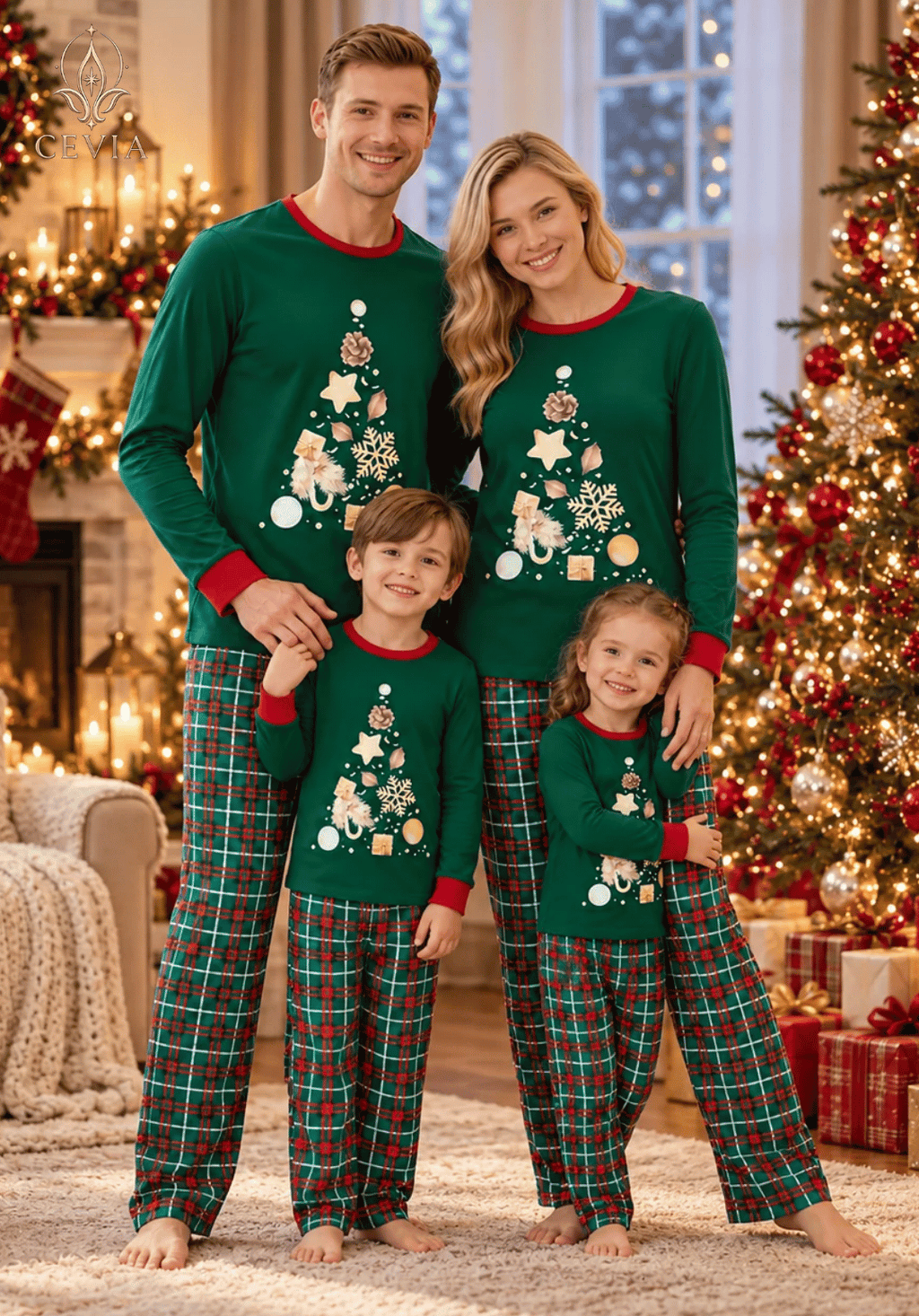 Weihnachtliche Familien-Pyjama-Sets im Partnerlook — Enchanted Tree