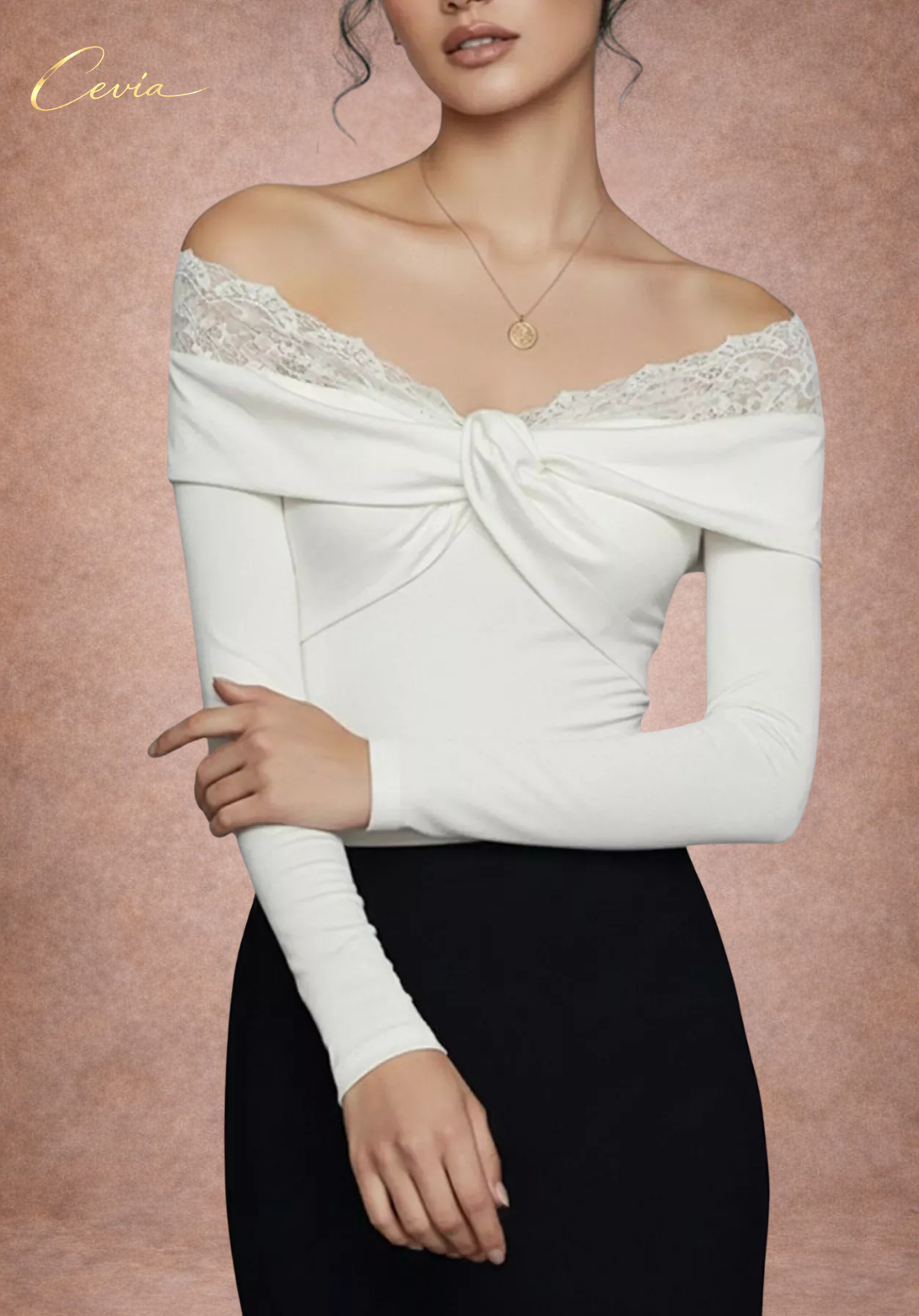 The Avaline Off-Shoulder Lace-Twist Bodysuit