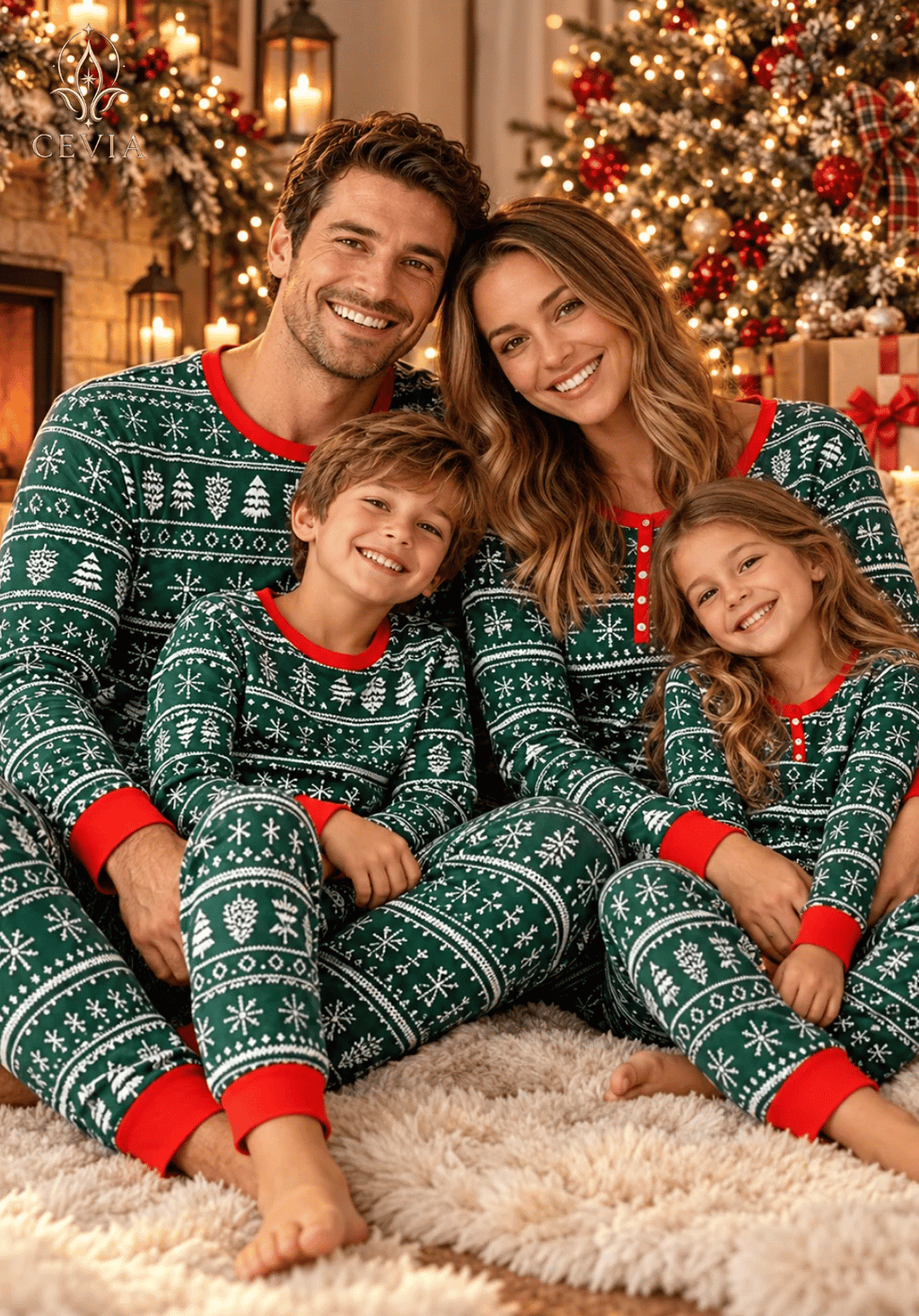 Weihnachtliche Familien-Pyjama-Sets im Partnerlook — Evergreen Nordic