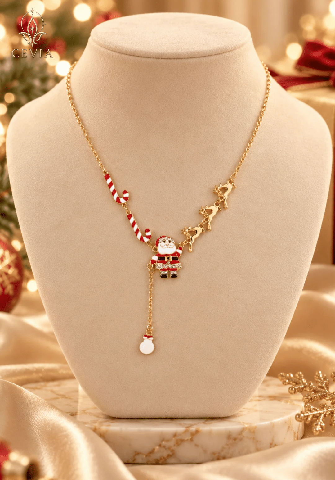 قلادة Santa Sleigh Christmas المتدلية