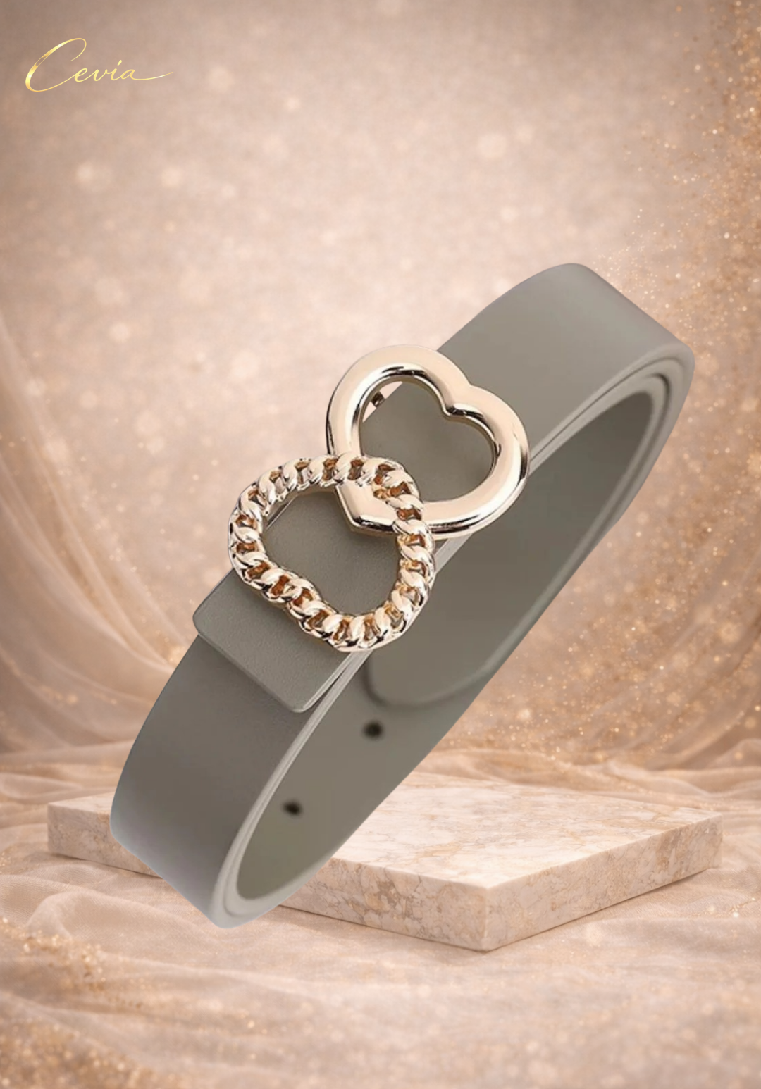 The Seraphine Heart Accent Leather Belt