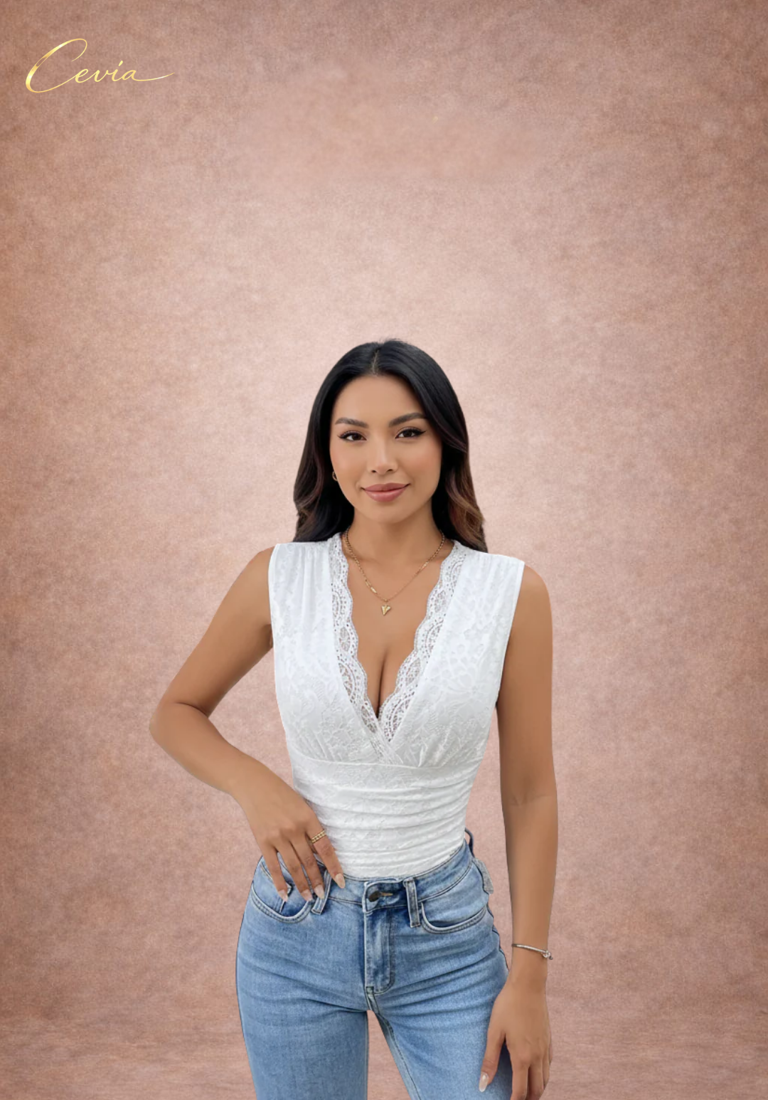 The Avalynne White Lace-Contour Bodysuit