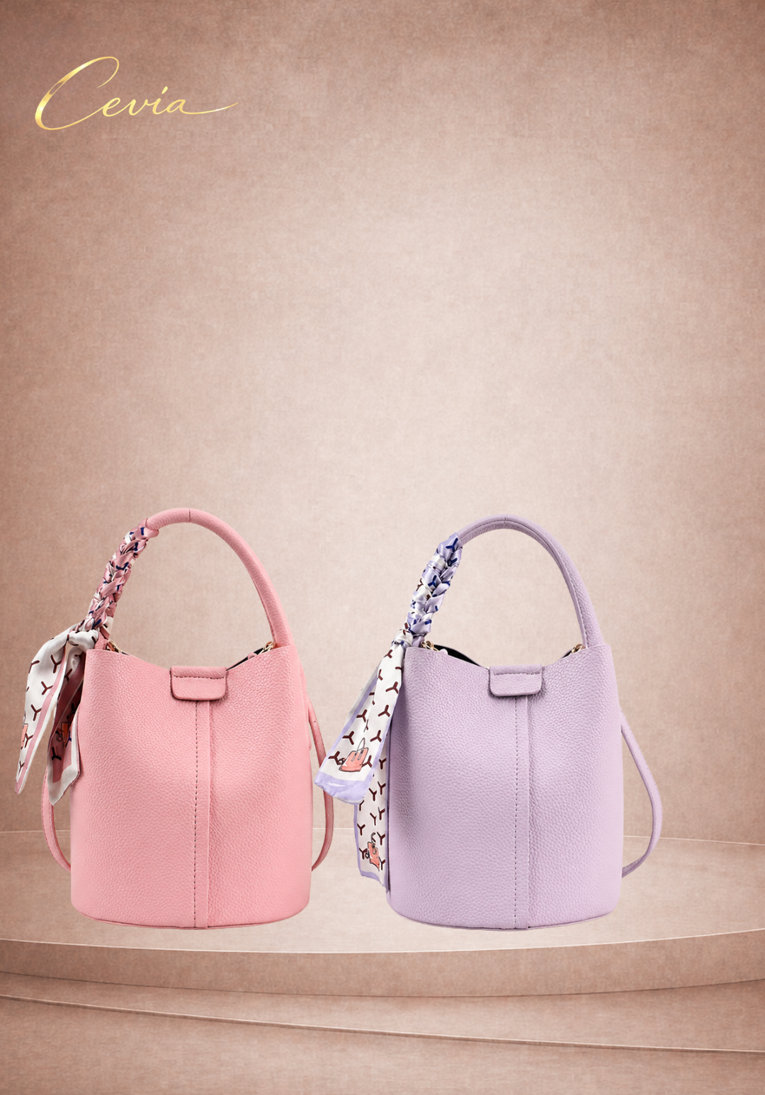 The Liliane Soft-Pebble Bucket Bag – Lavender Mist