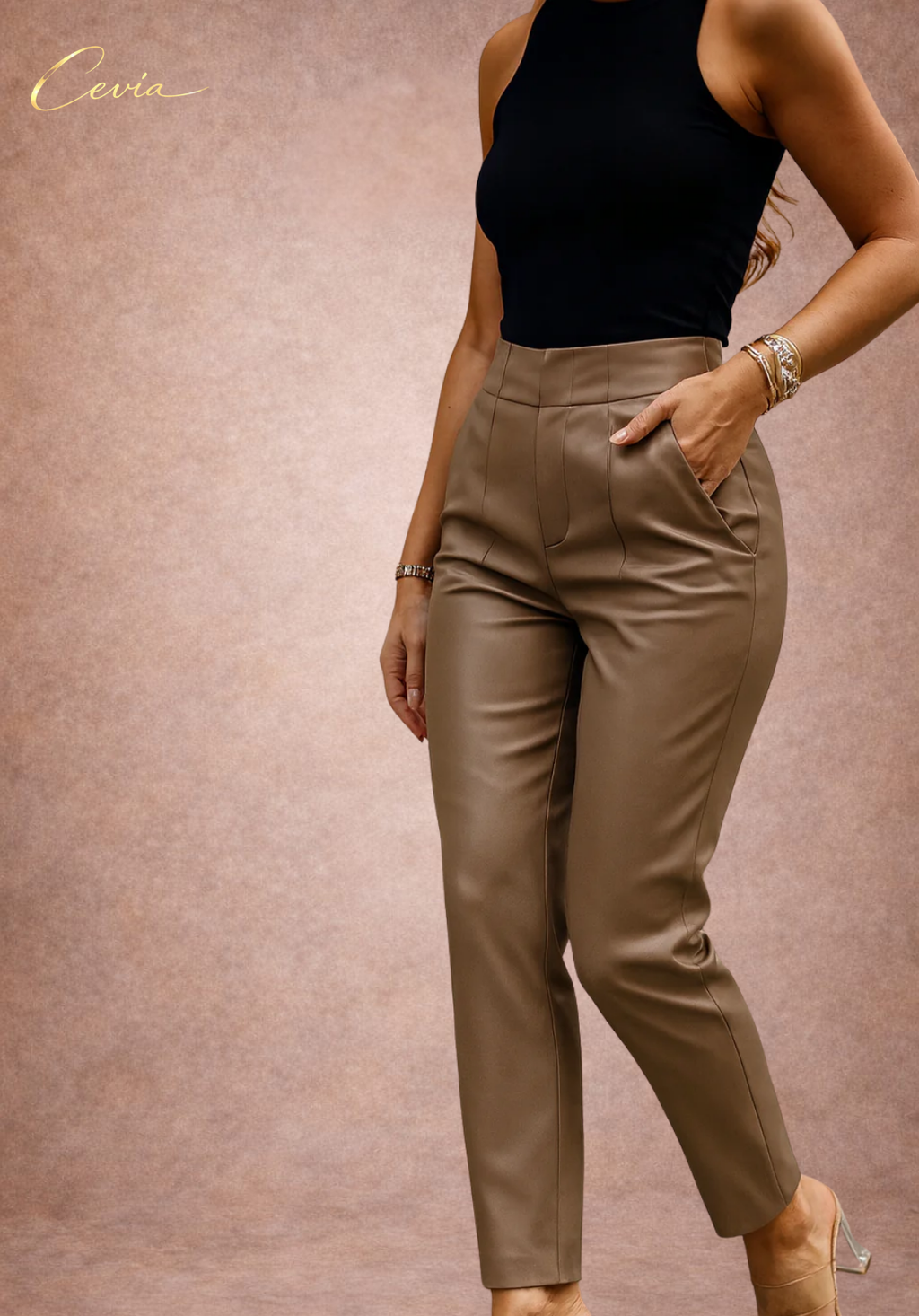 The Marivonne Satin-Matte Tailored Trousers