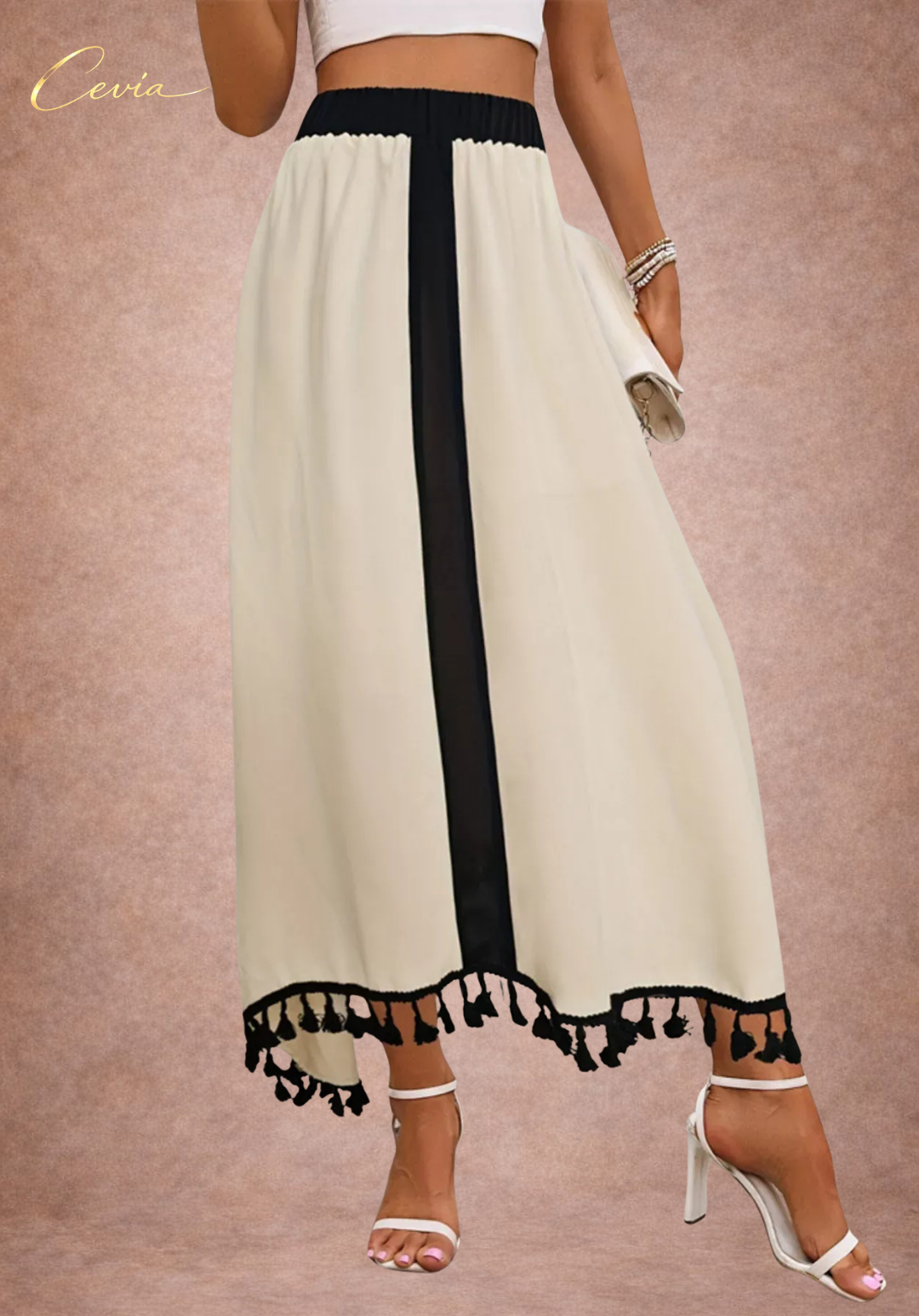 The Serene Tassel-Trim Maxi Skirt
