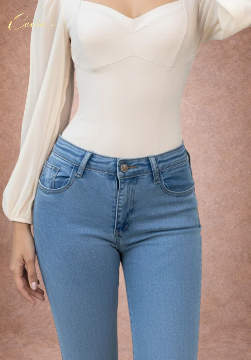 The Mariviane Sheer-Puff Contour Bodysuit – Soft Blush Elegance
