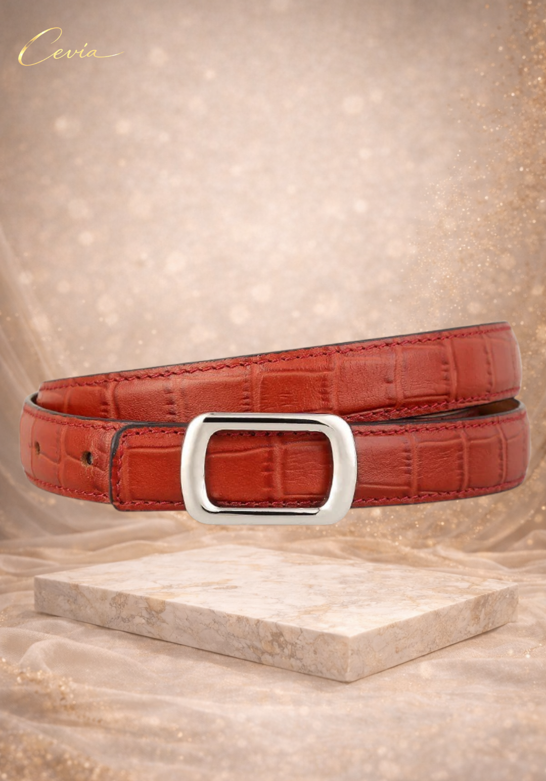 The Riviera Croc-Embossed Leather Belt