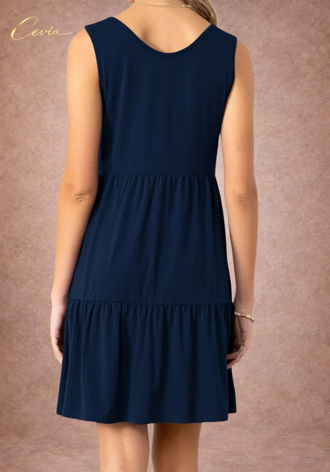 Button Front Sleeveless Tiered Dress